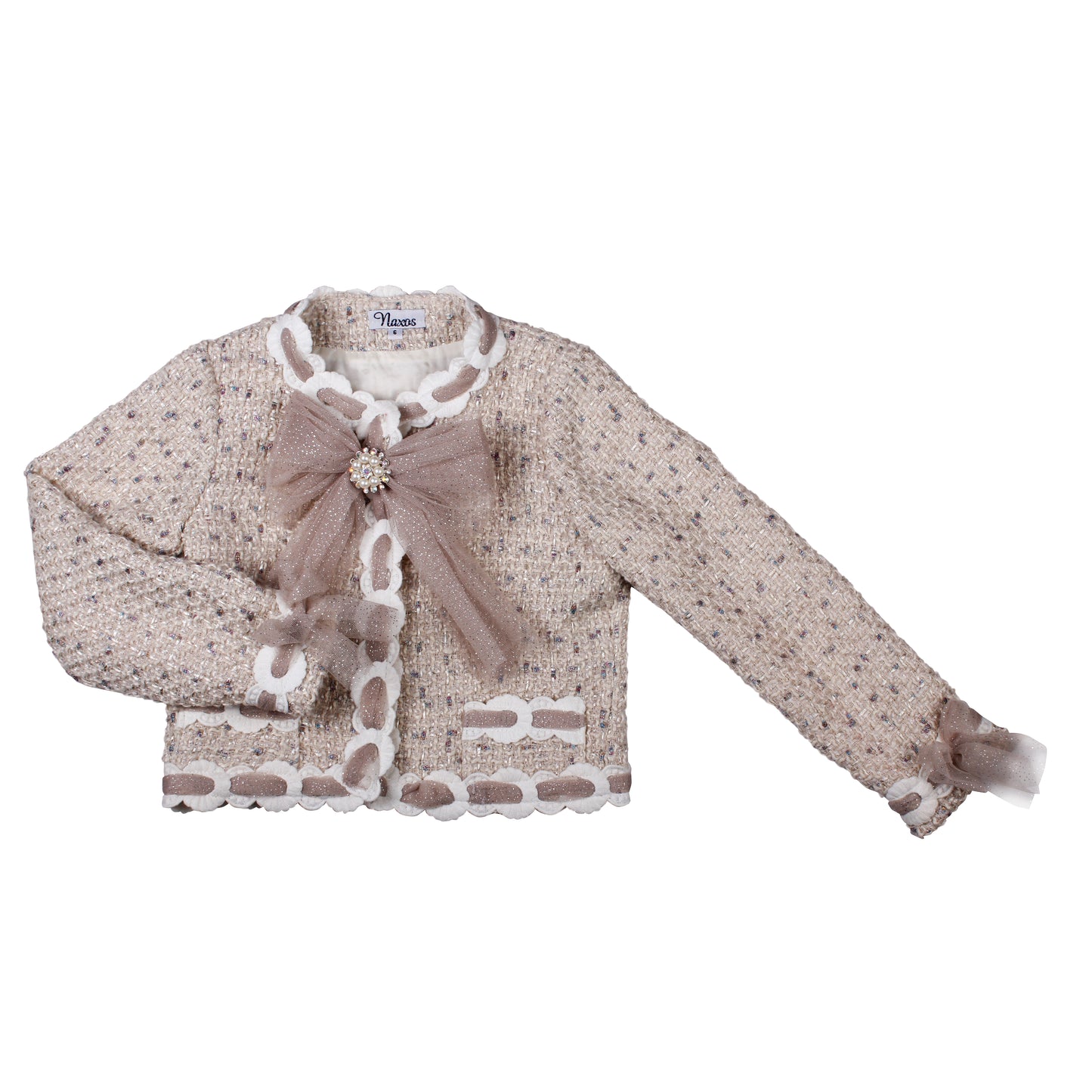 PRE ORDER AW25 NAXOS Camel Tweed Girls Short Set with Jacket - 7671
