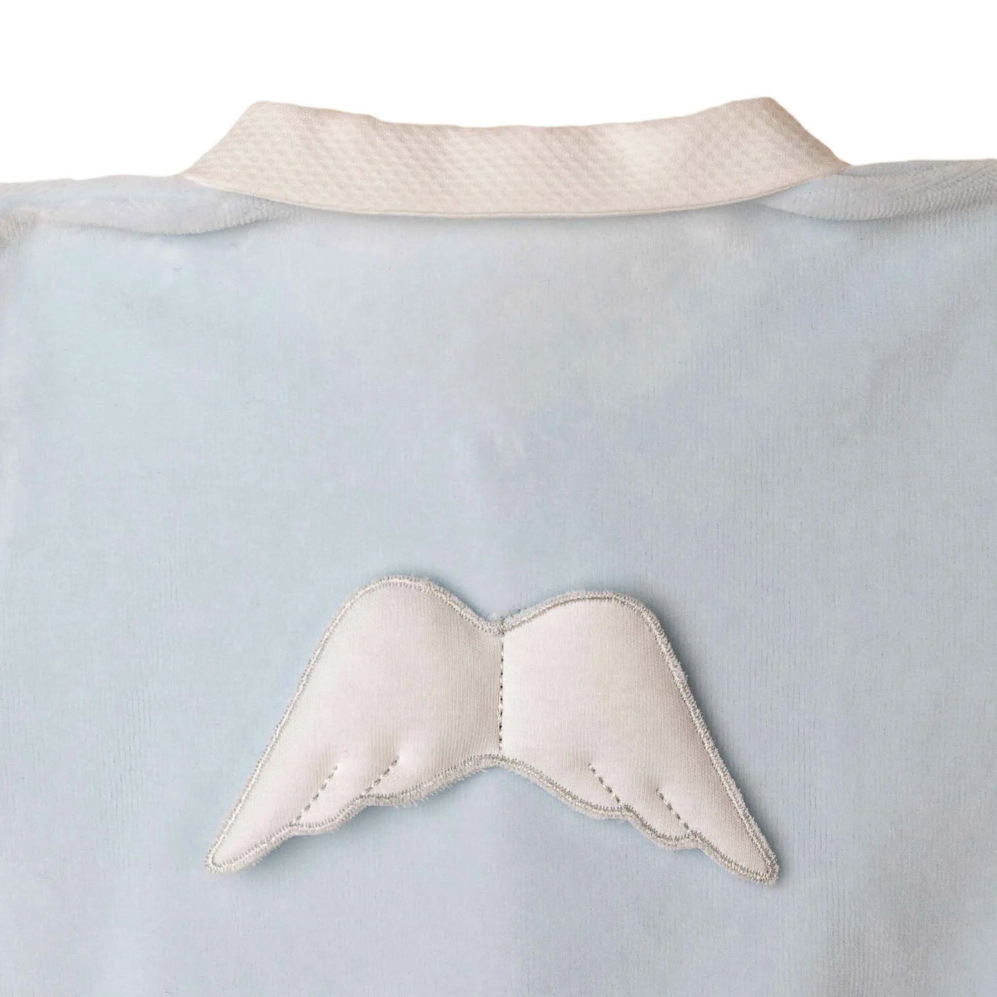 BABY GI Angel Wings Blue Boys Peter Pan Collar Velour Babygrow