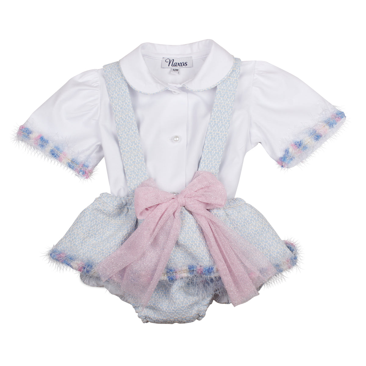 Naxos Delfinio Girls Blue & Pink Blouse & Jam Pant Set - 7706