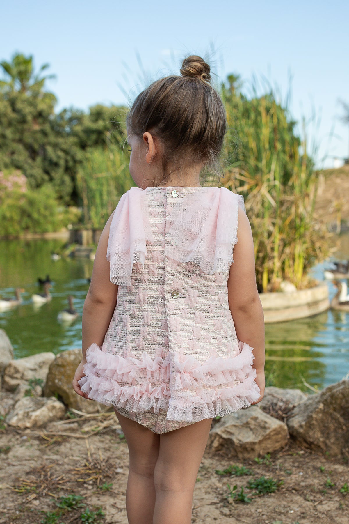 Naxos Adela Girls Pink Jacquard Dress & Knickers - 7713