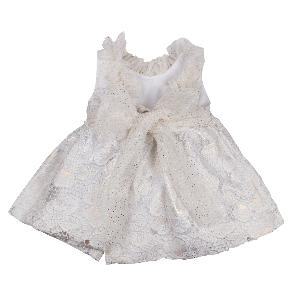 Naxos Jazmin Girls Gold & White Lace Dress - 7731