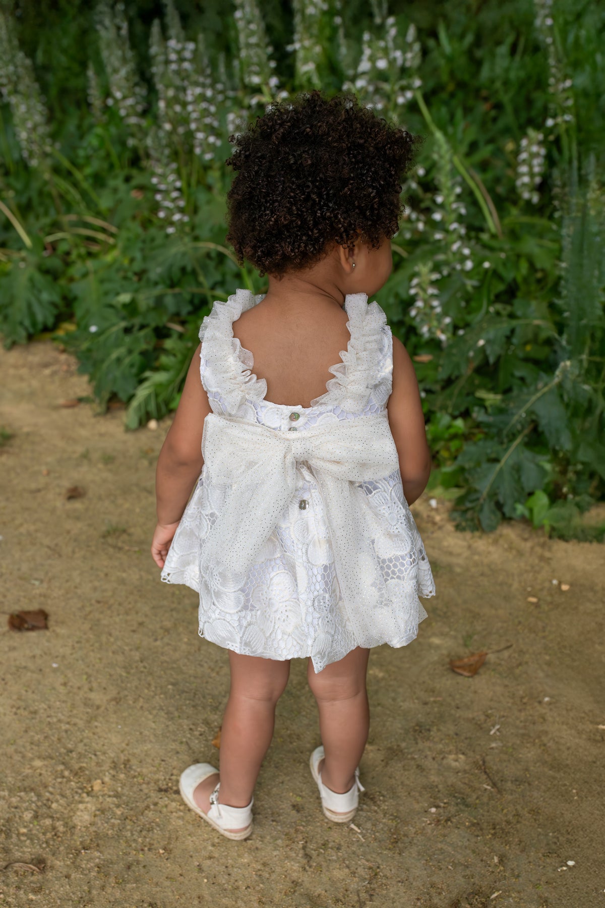 Naxos Jazmin Girls Gold & White Lace Dress - 7731