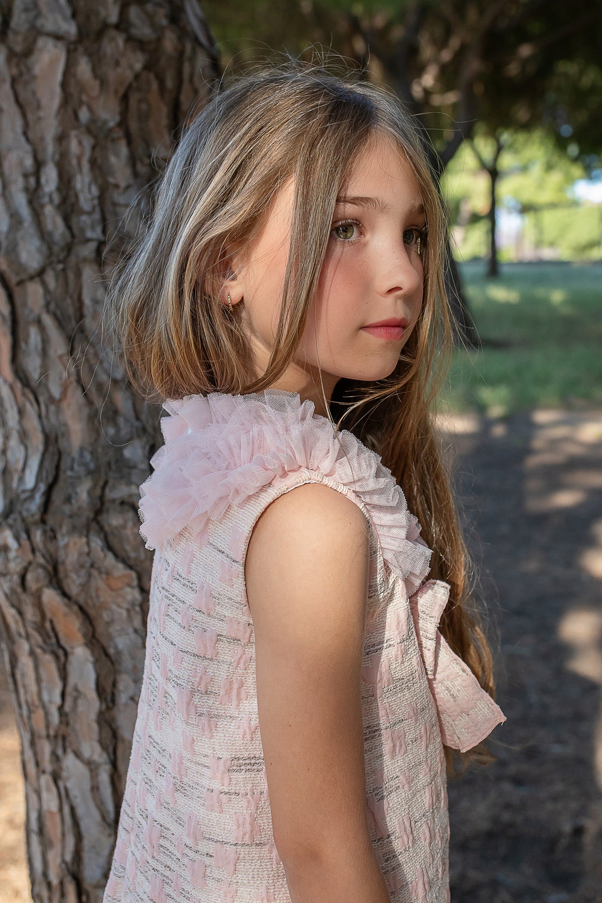 Naxos Adela Girls Pink Jacquard A-Line Dress - 7737