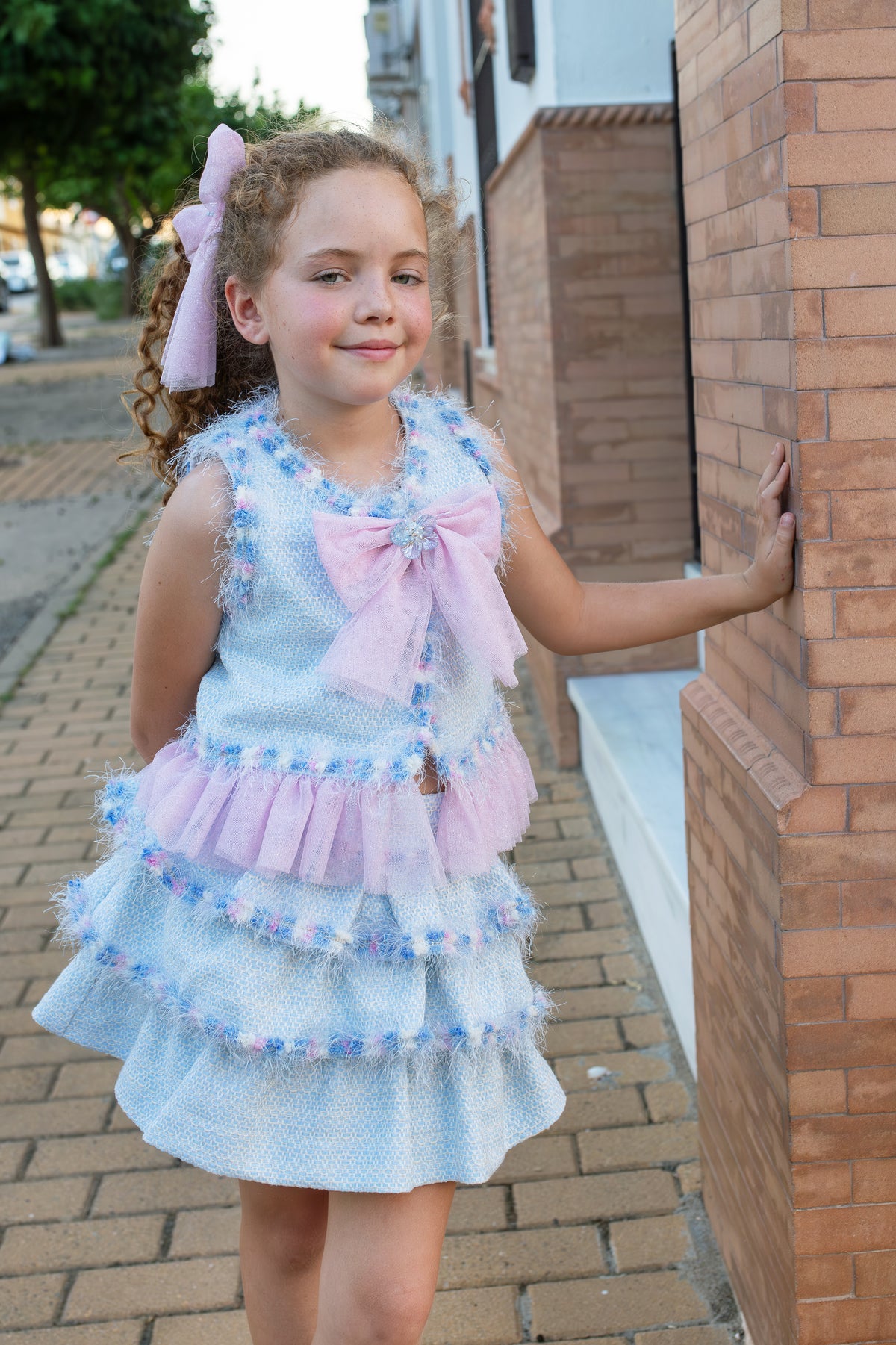 Naxos Delfinio Girls Blue & Pink Skirt Set - 7756
