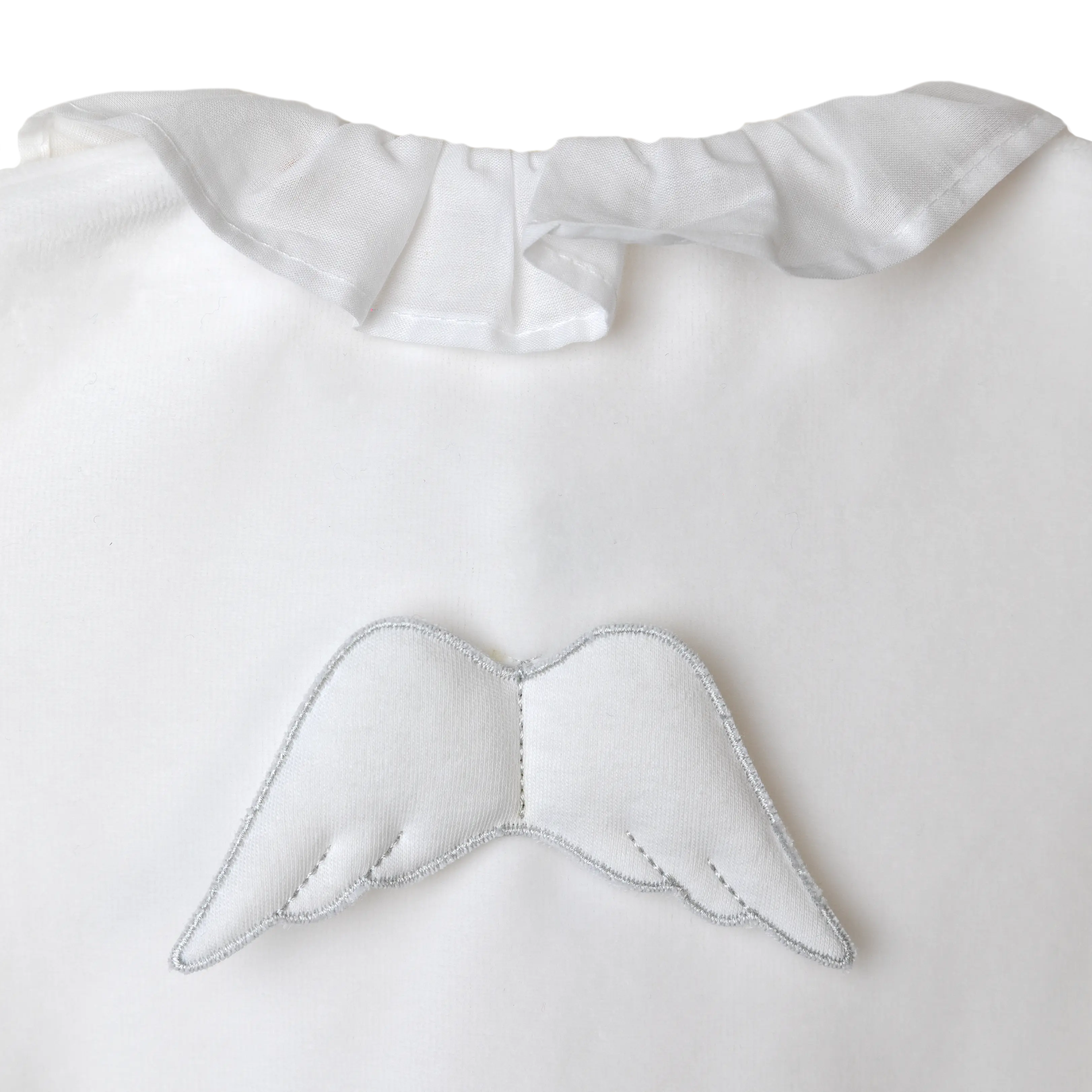 BABY GI Angel Wings White Unisex Frill Collar Velour Babygrow