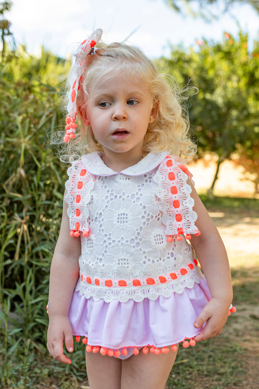 NAXOS SS25 Neon Girls Pink & Orange Tulle Dress & Knickers - CLEARANCE SALE