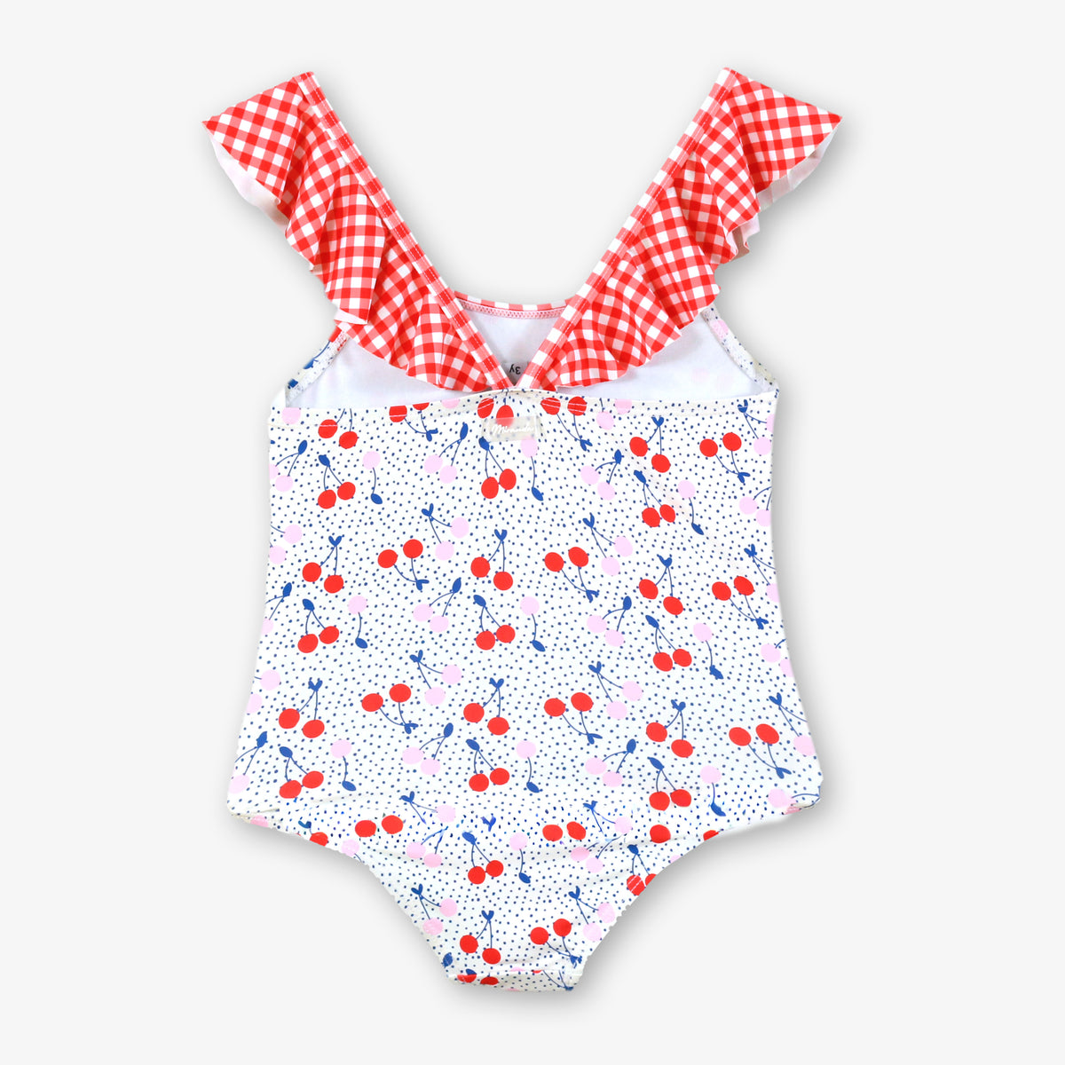 Miranda Mon Petit Cherry girls swimsuit alternate view with cherry print