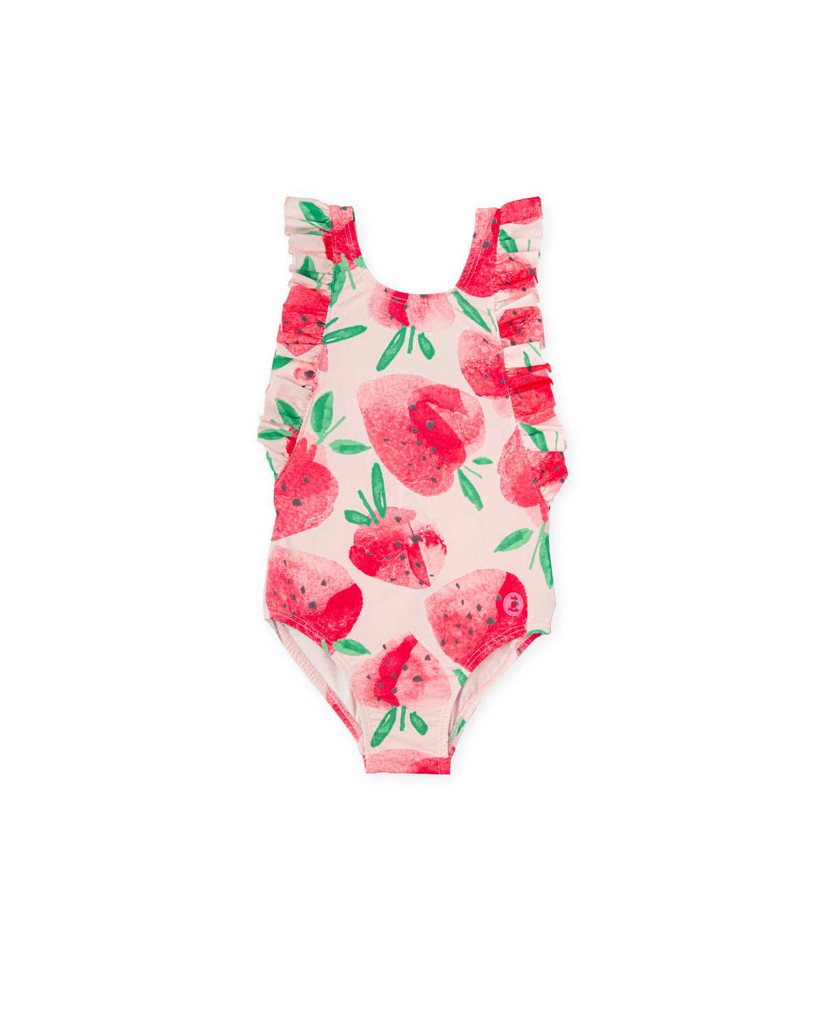 TUTTO PICCOLO Costa Rica Girls Strawberry Print Swimsuit - front view