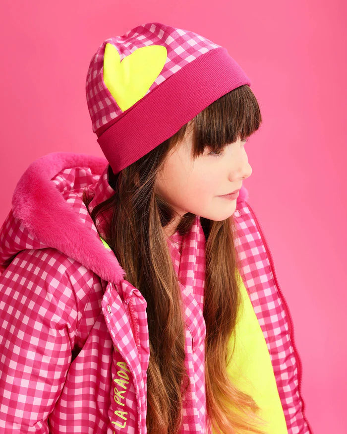 AW25 AGATHA RUIZ DE LA PRADA Girls Fuchsia Check Hat & Scarf