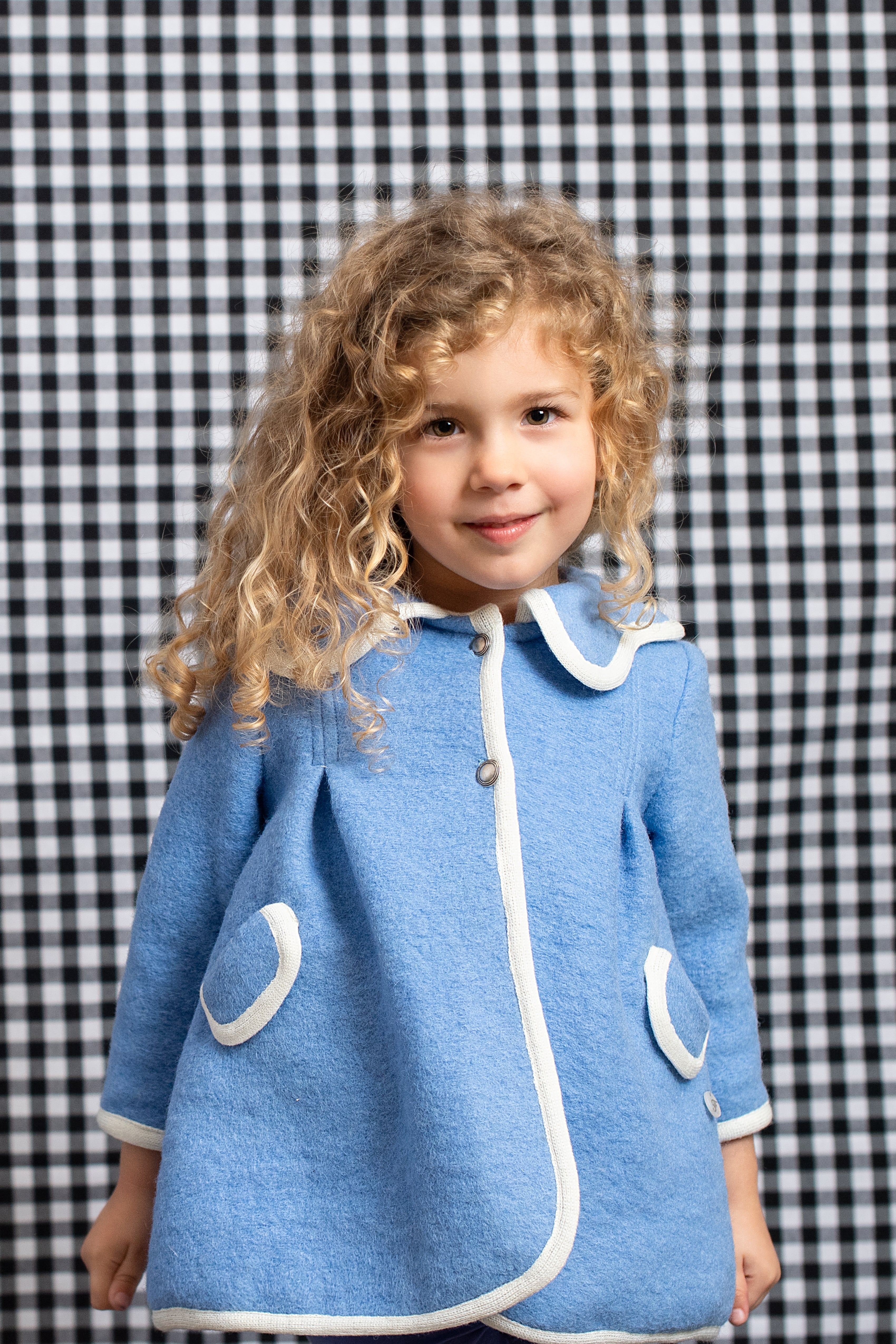AW24 FOQUE Light Blue Girls Wool Coat - CLEARANCE SALE