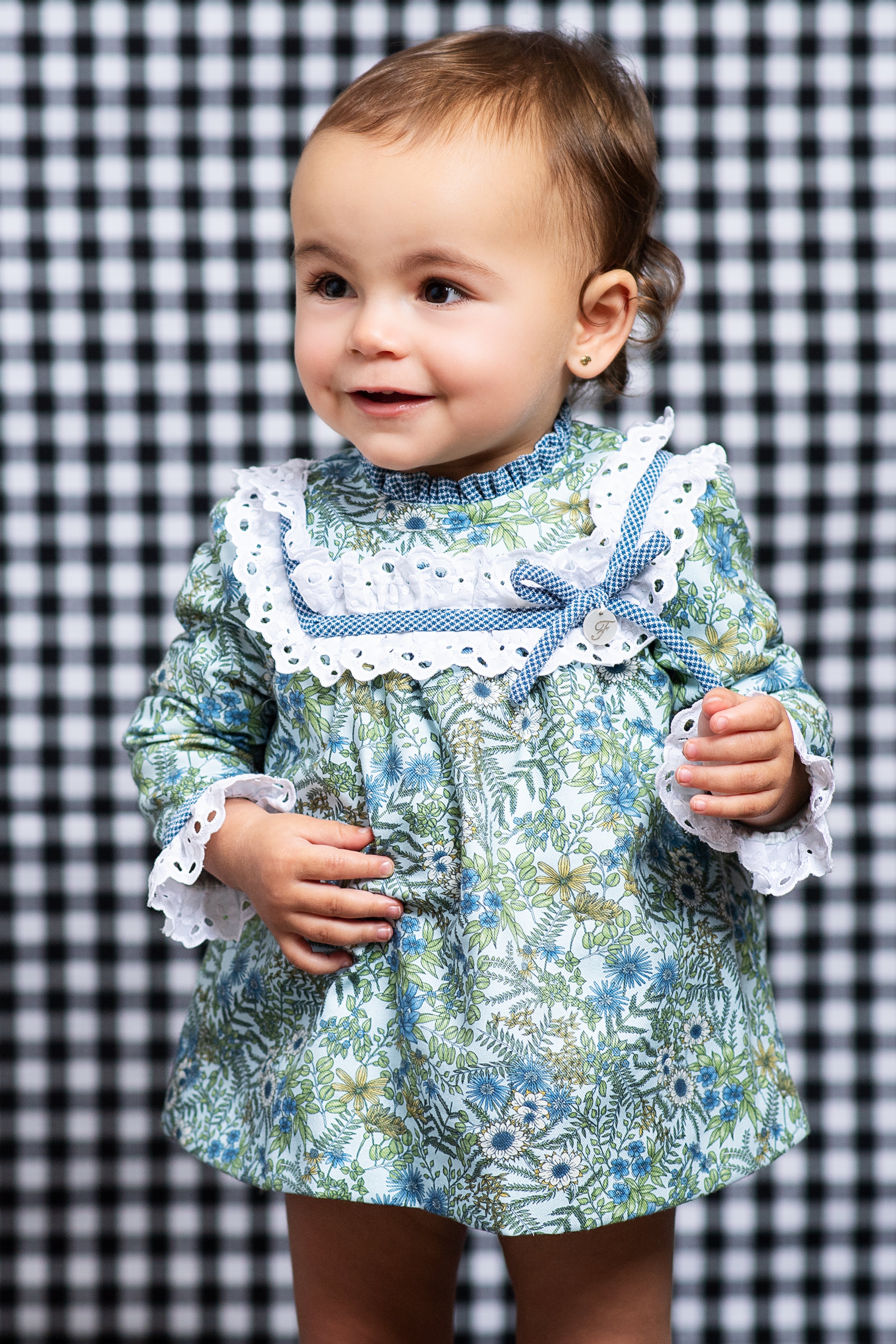 AW24 FOQUE Klein Light Blue Floral Girls Dress & Knickers - CLEARANCE SALE