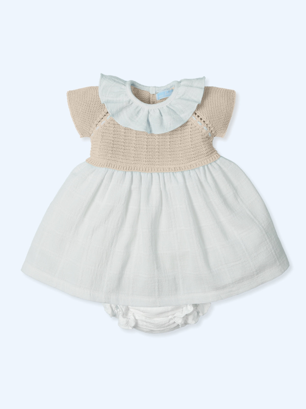 MAC ILUSION SS25 Vibrant Girls Safari Beige & White Dress & Knickers - 9706