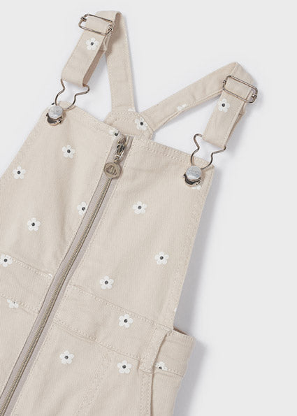 MAYORAL Girls Beige Denim Pinafore Dress - CLEARANCE SALE