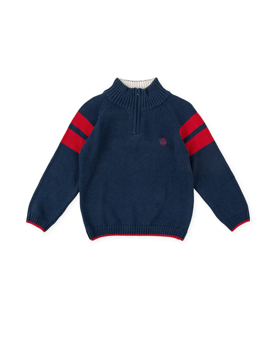 AW25 TUTTO PICCOLO Boys Navy & Beige Trouser Set with Jumper