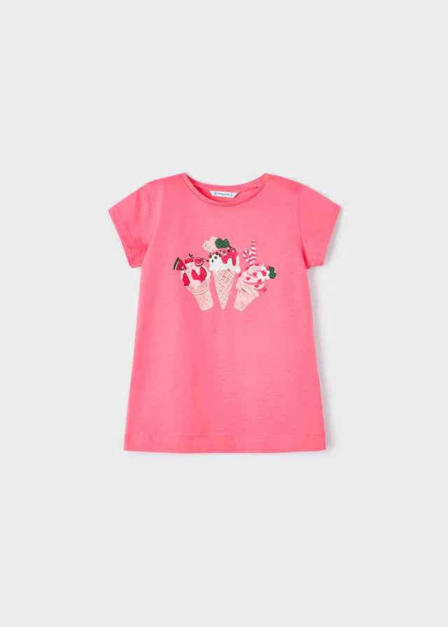 MAYORAL Girls Peony Pink Ice Cream T-Shirt - CLEARANCE SALE