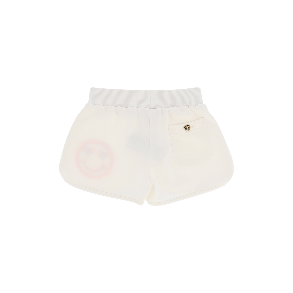Angel’s Face Smile Snowdrop girls shorts with orange smiley motif - back
