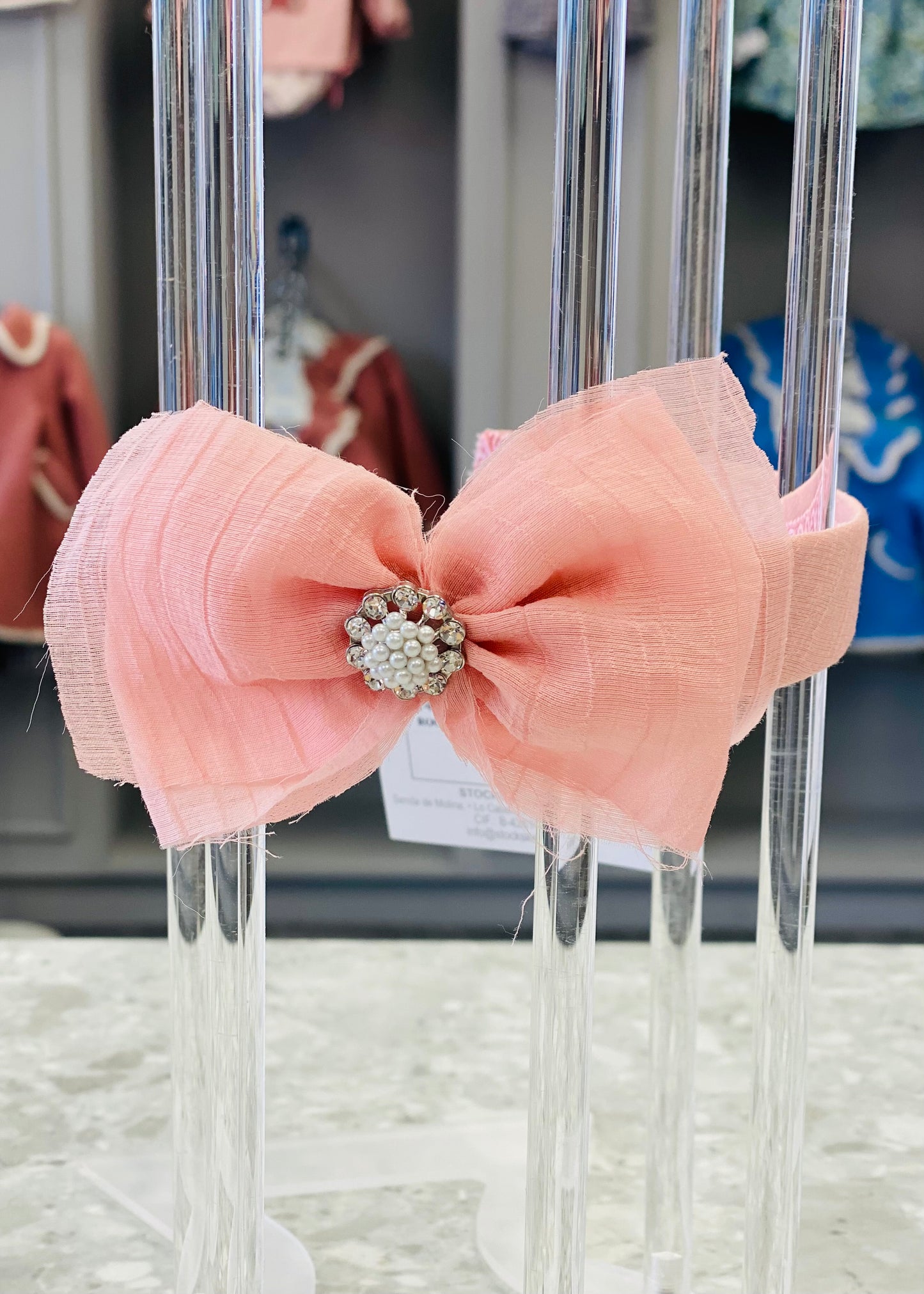 ROCHY Rosse Girls Pink Organza Bow Hairband