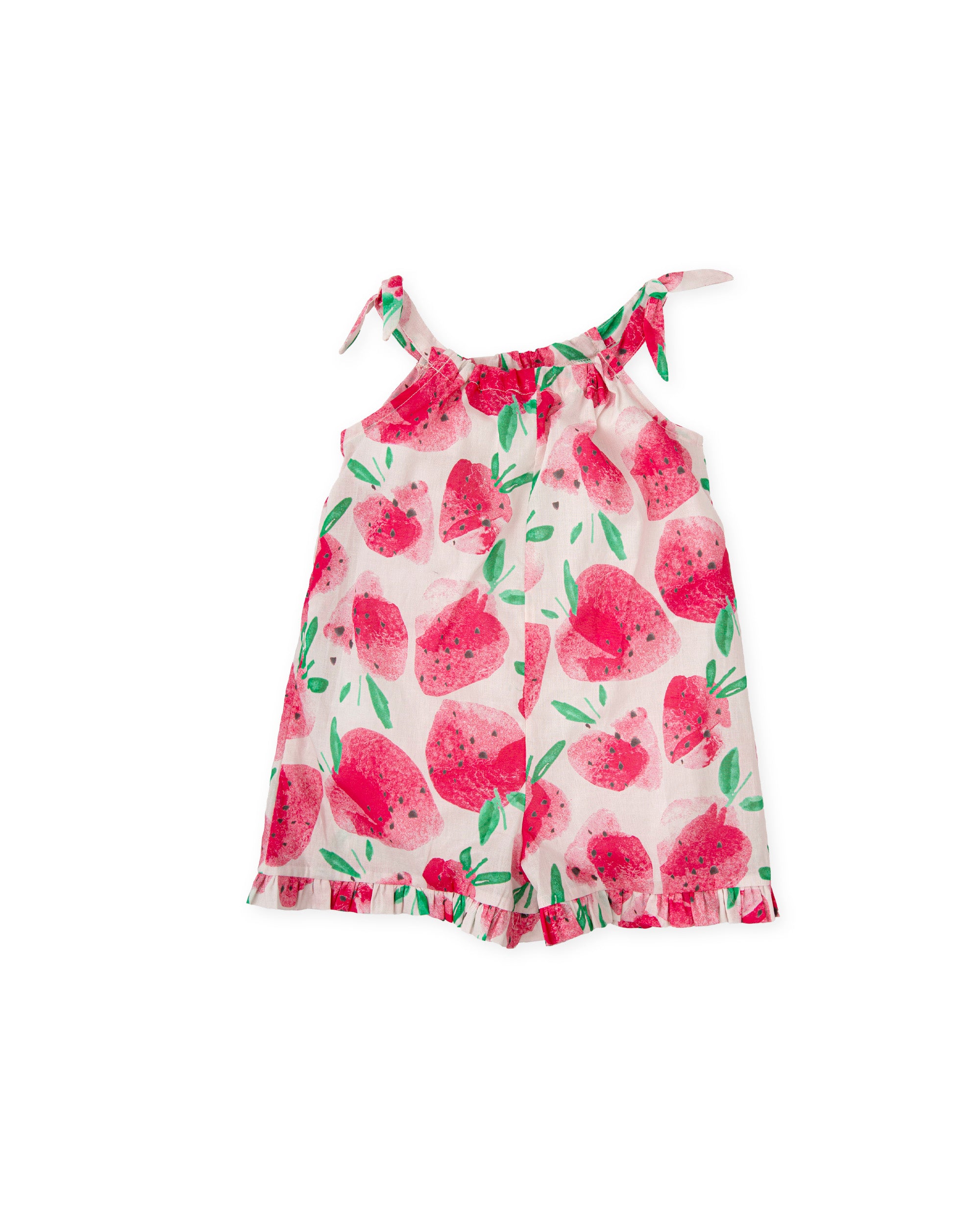 TUTTO PICCOLO SS25 Costa Rica Girls Strawberry Print Playsuit