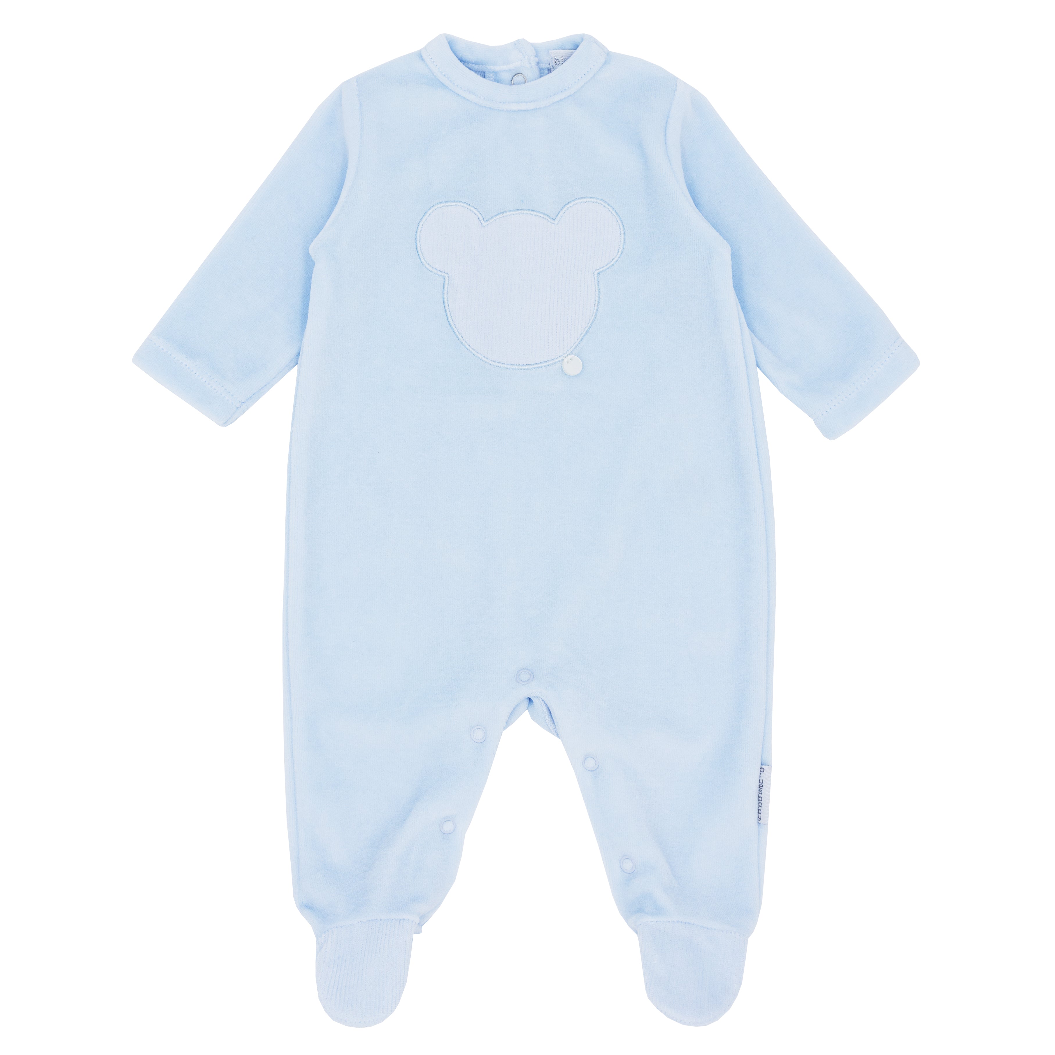 BLUES BABY Teddy Boys Blue Velour Babygrow - CLEARANCE SALE