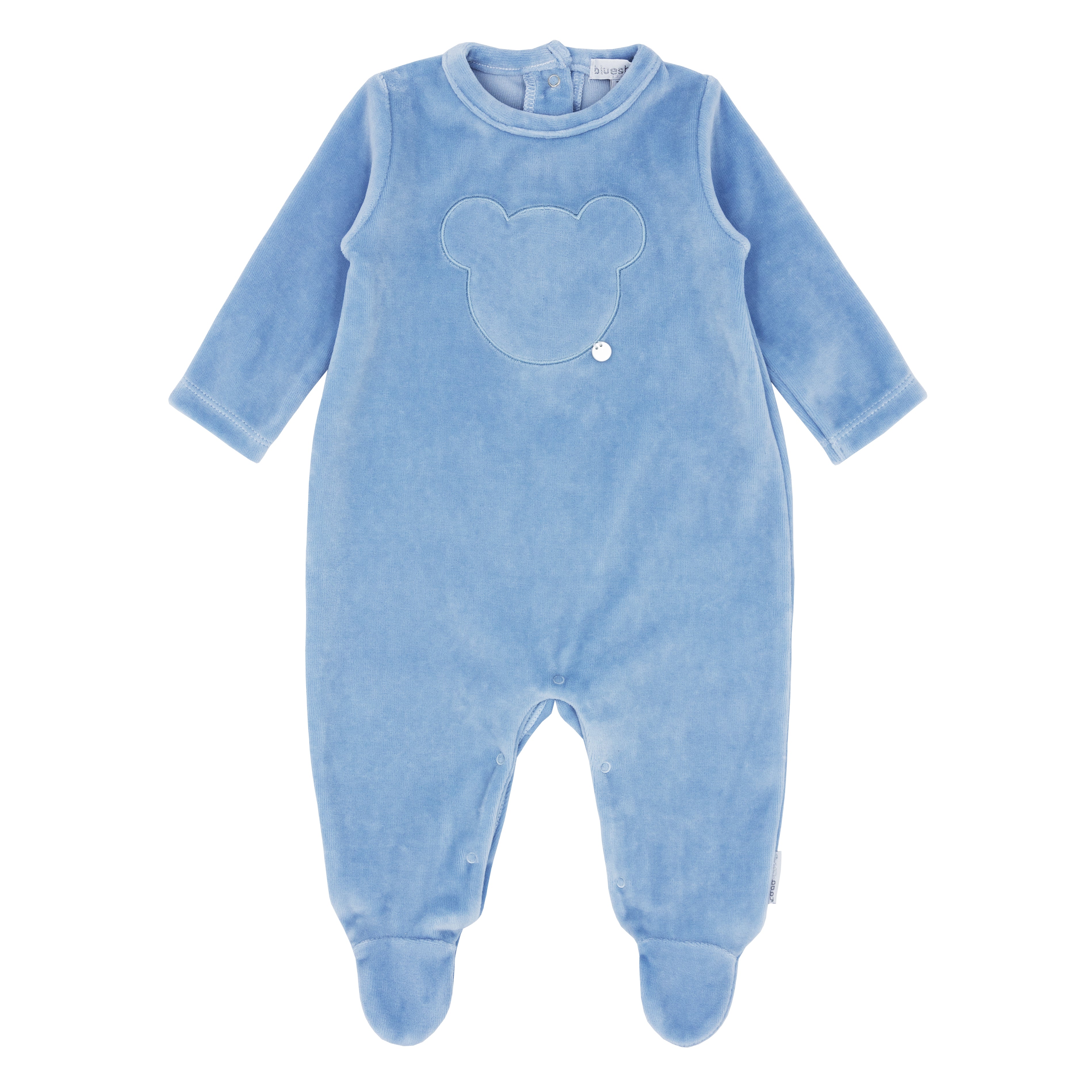 BLUES BABY Teddy Boys Powder Blue Velour Babygrow - CLEARANCE SALE