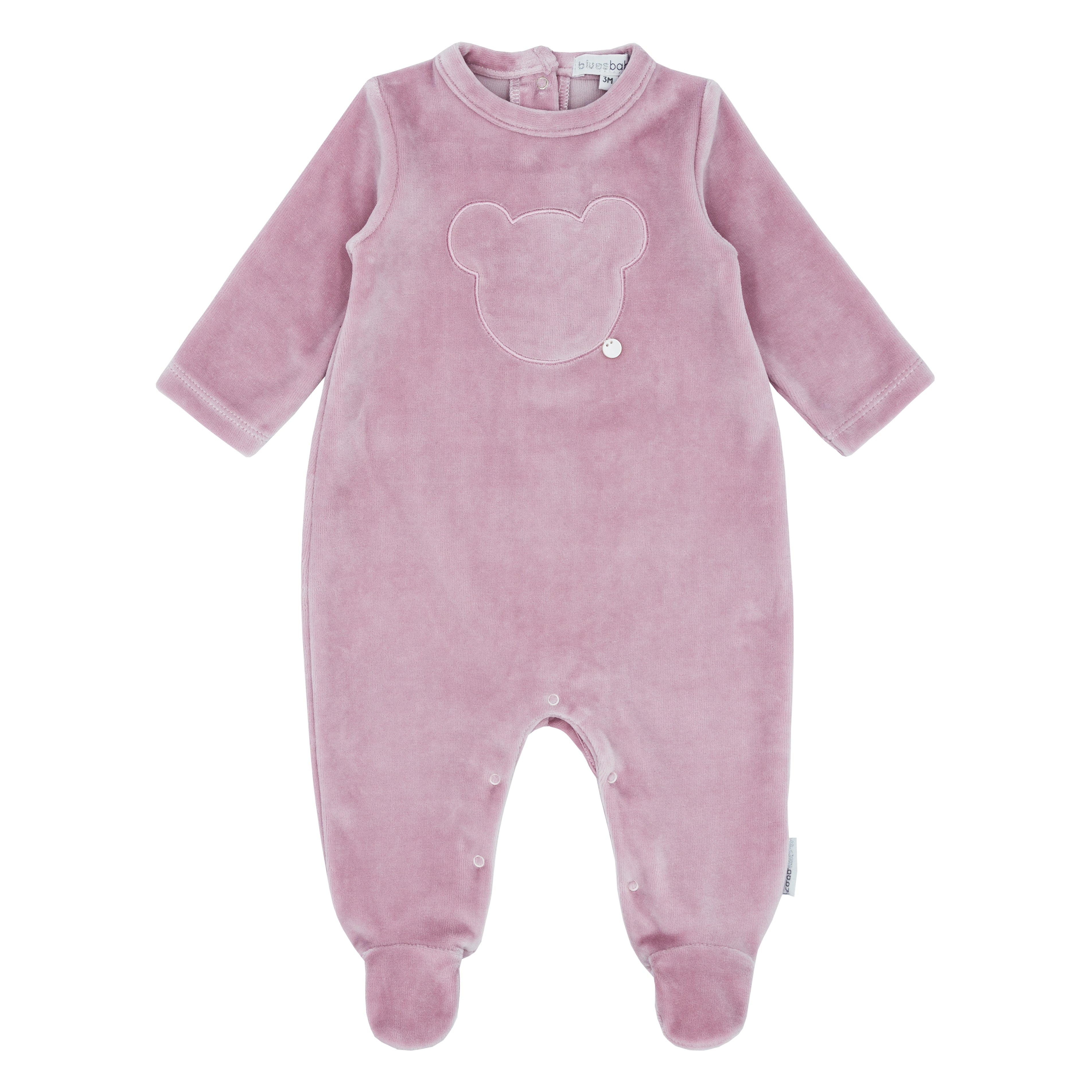 BLUES BABY Teddy Girls Rose Pink Velour Babygrow - CLEARANCE SALE