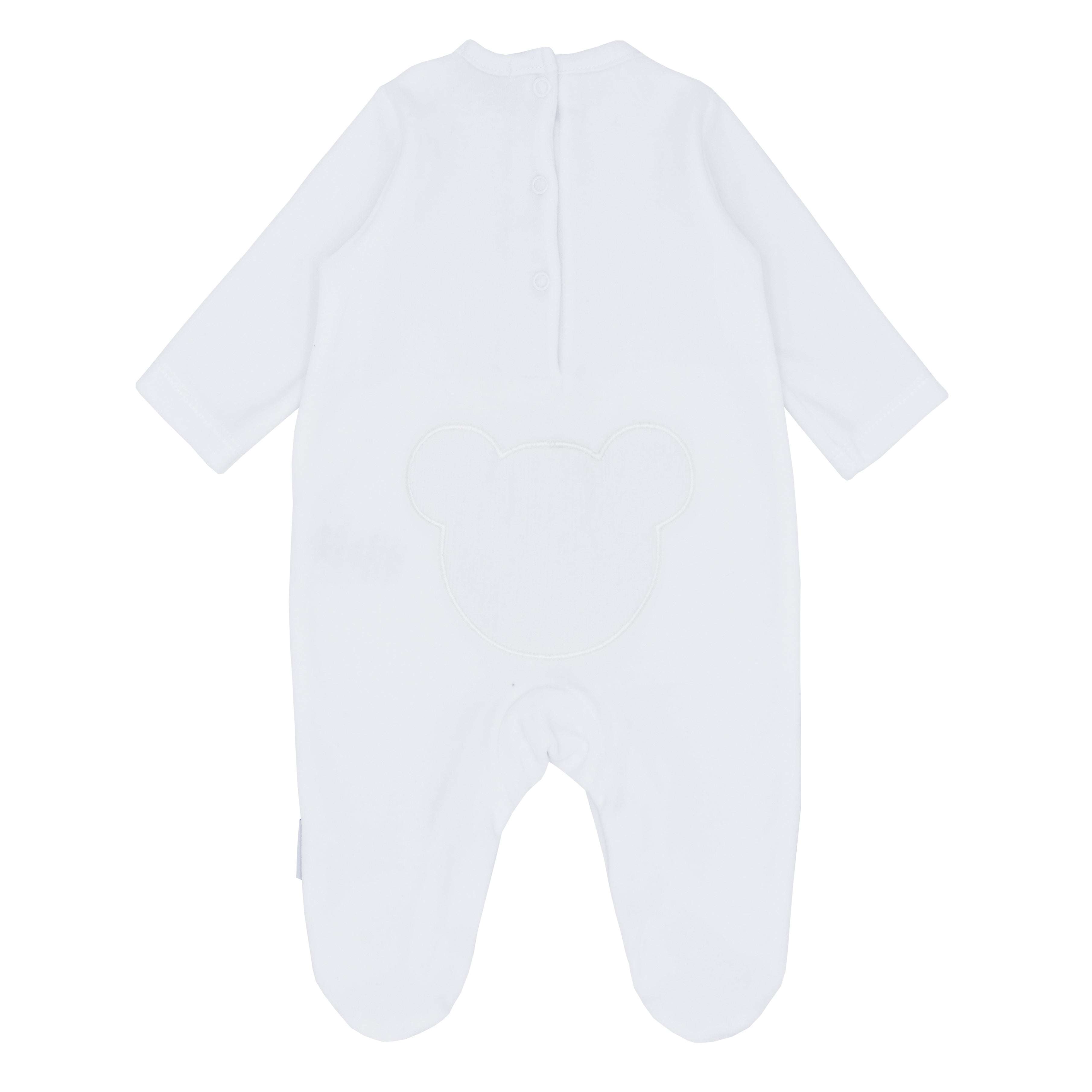 BLUES BABY Teddy Unisex White Velour Babygrow - CLEARANCE SALE