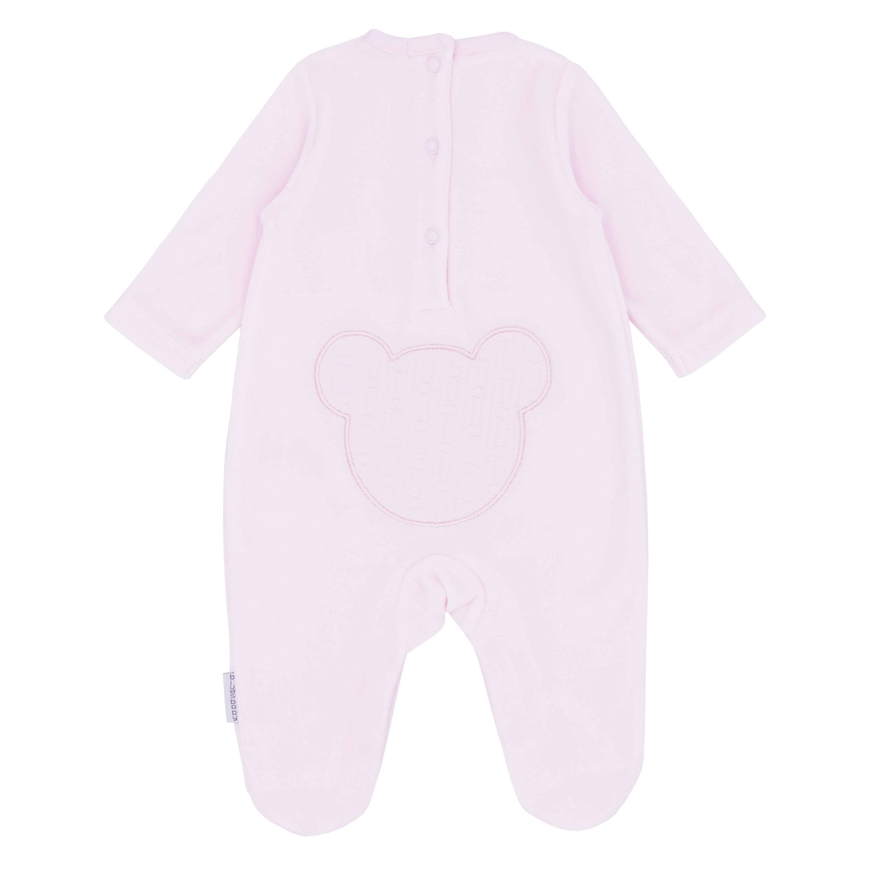 BLUES BABY Teddy Girls Pink Velour Babygrow - CLEARANCE SALE