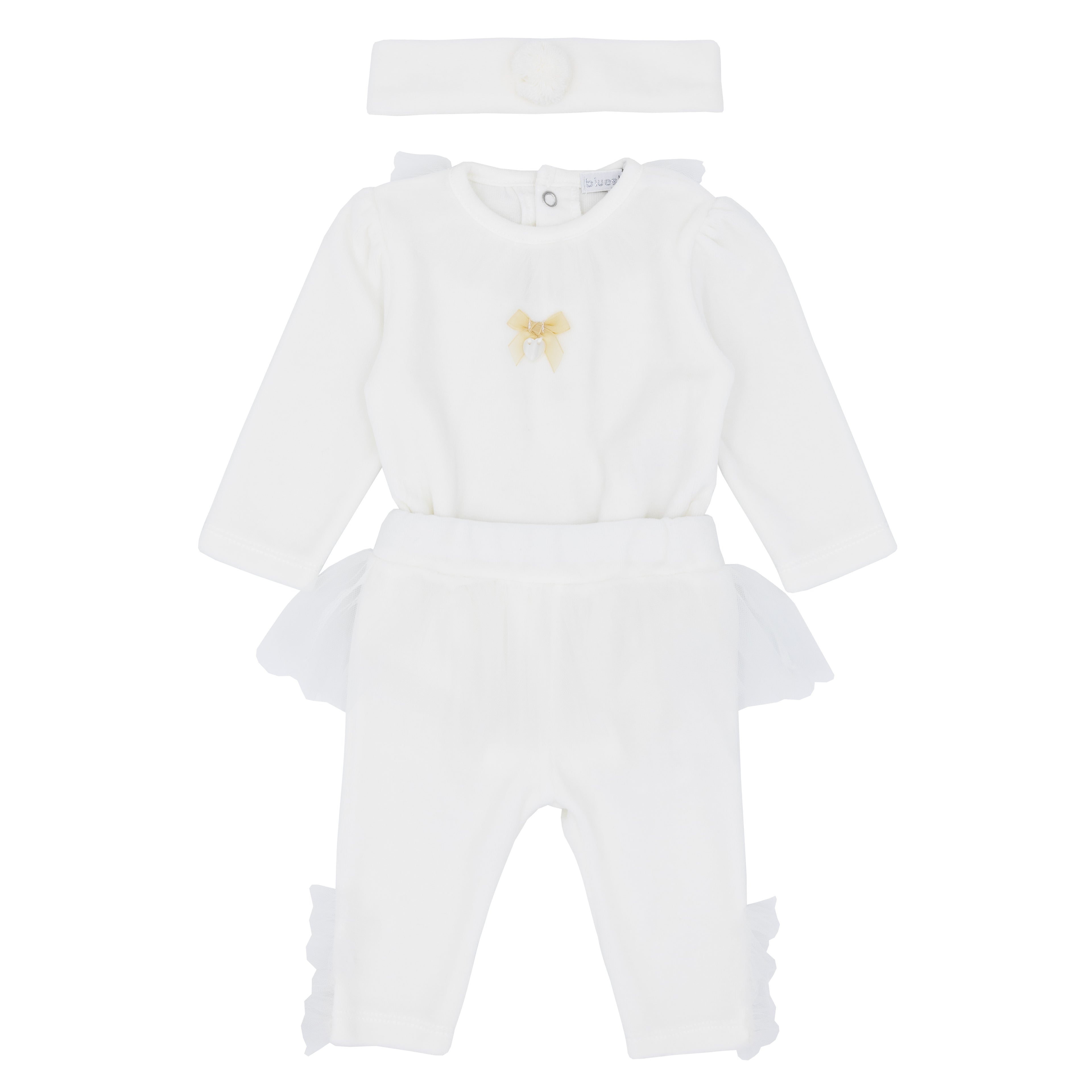 BLUES BABY Portimao Girls White Velour & Tulle Leggings Set - CLEARANCE SALE