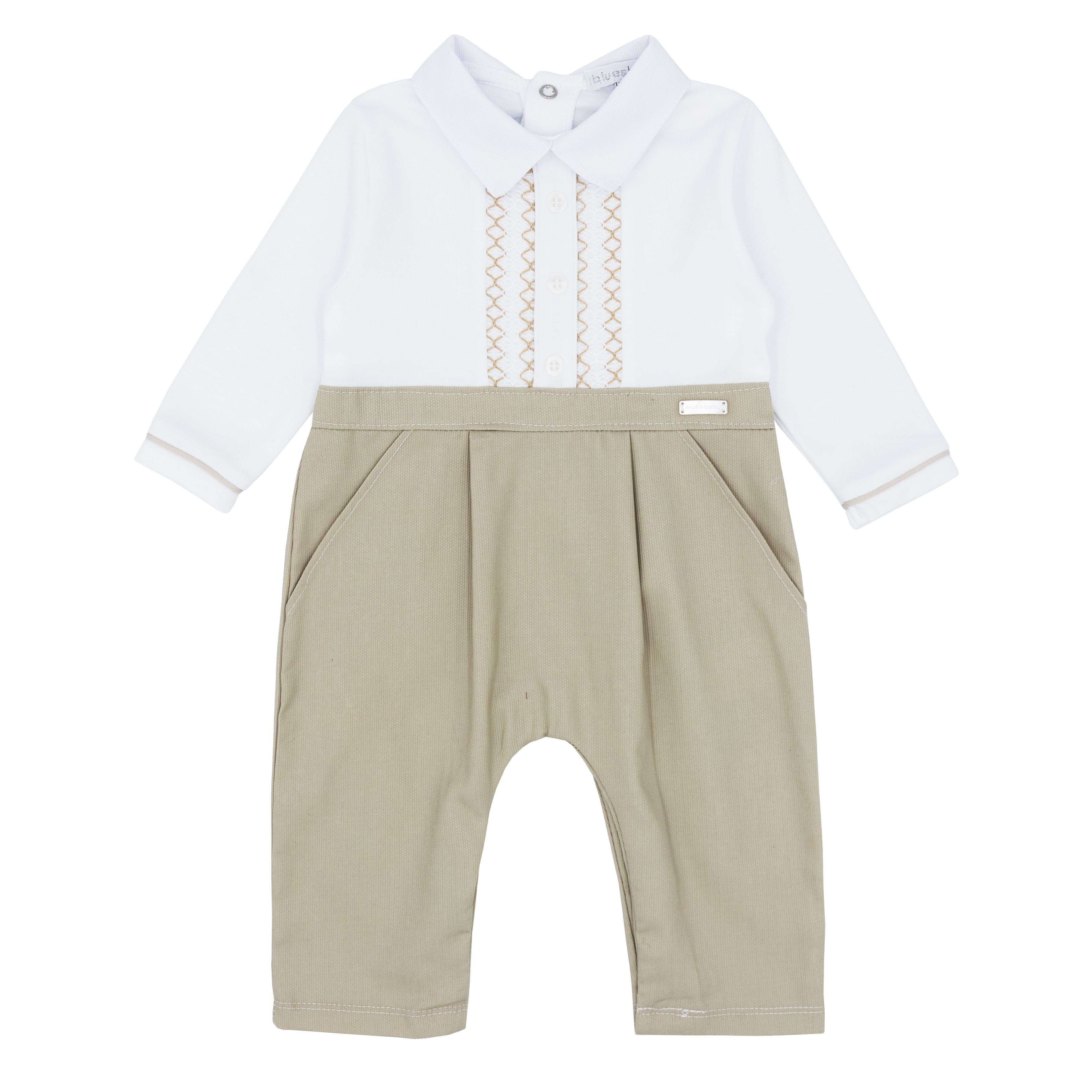 BLUES BABY Lisbon Boys Beige Romper - CLEARANCE SALE