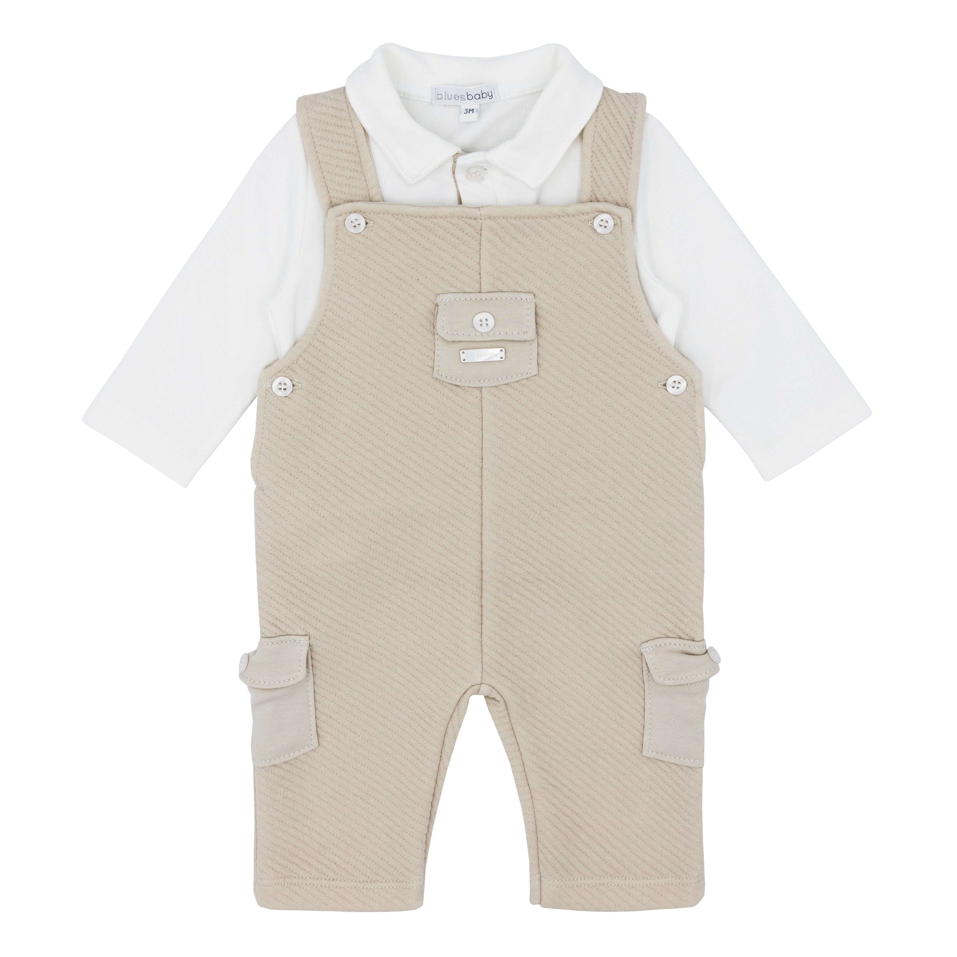 BLUES BABY Almada Boys Beige Dungaree Set - CLEARANCE SALE