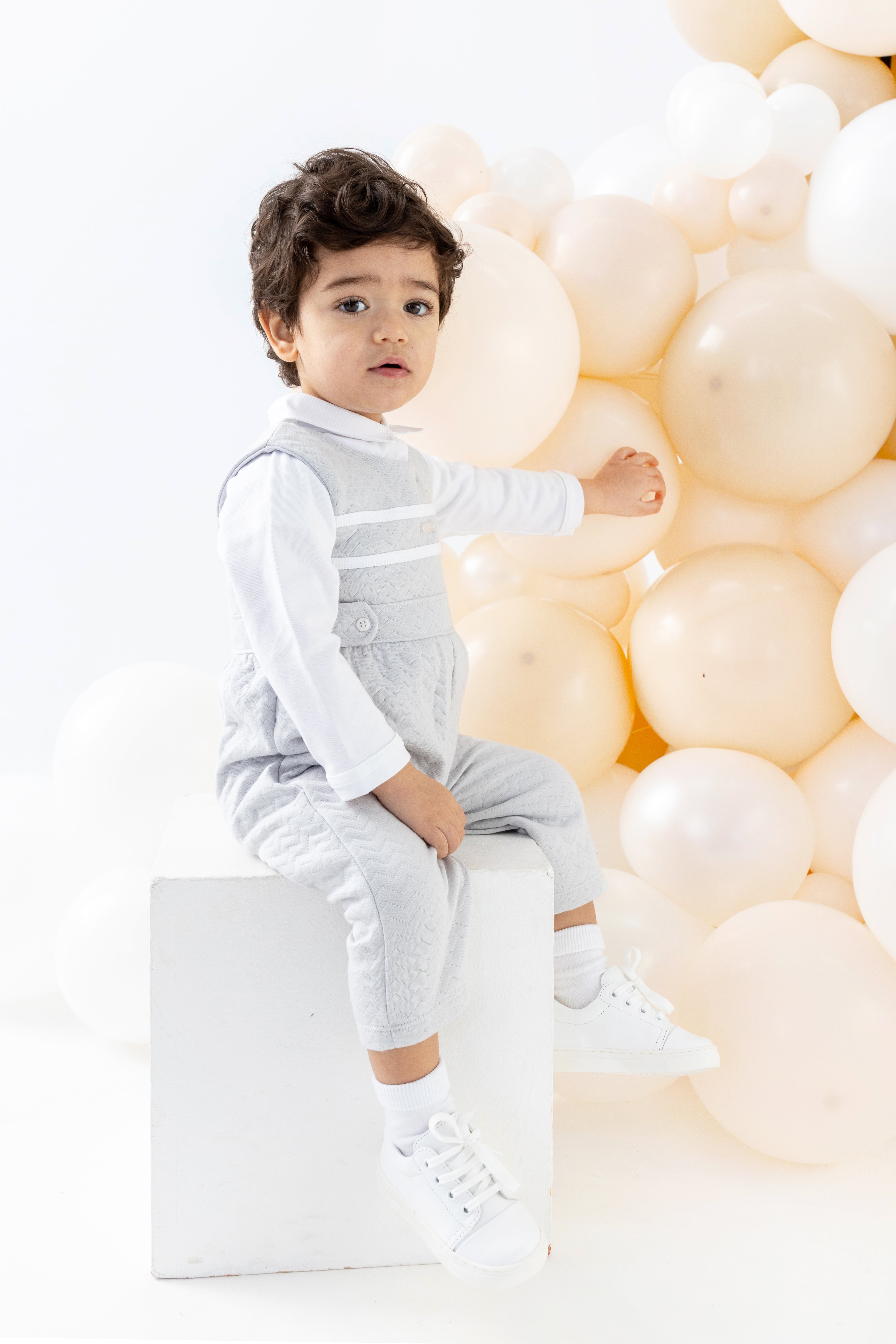 BLUES BABY Braga Boys Grey Dungaree Set - CLEARANCE SALE