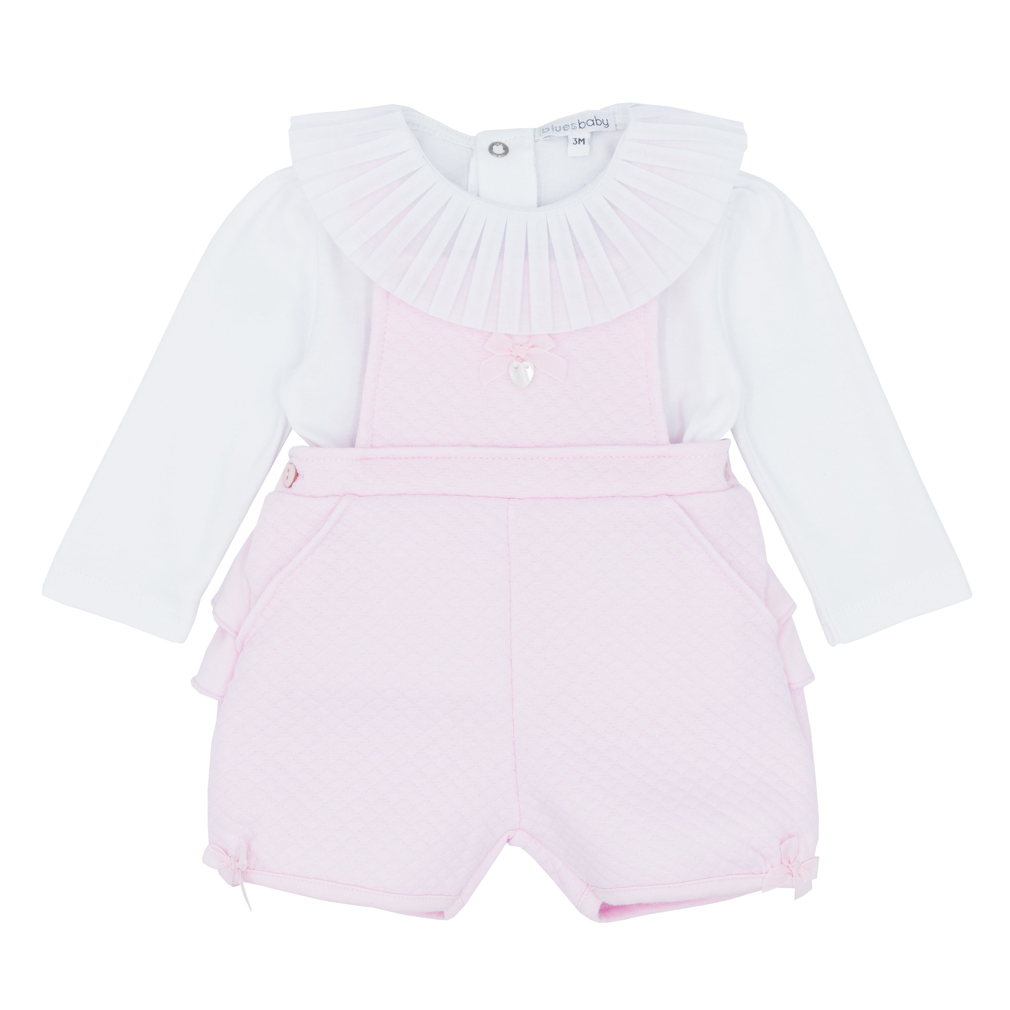 BLUES BABY Amadora Girls Pink Dungaree Set - CLEARANCE SALE