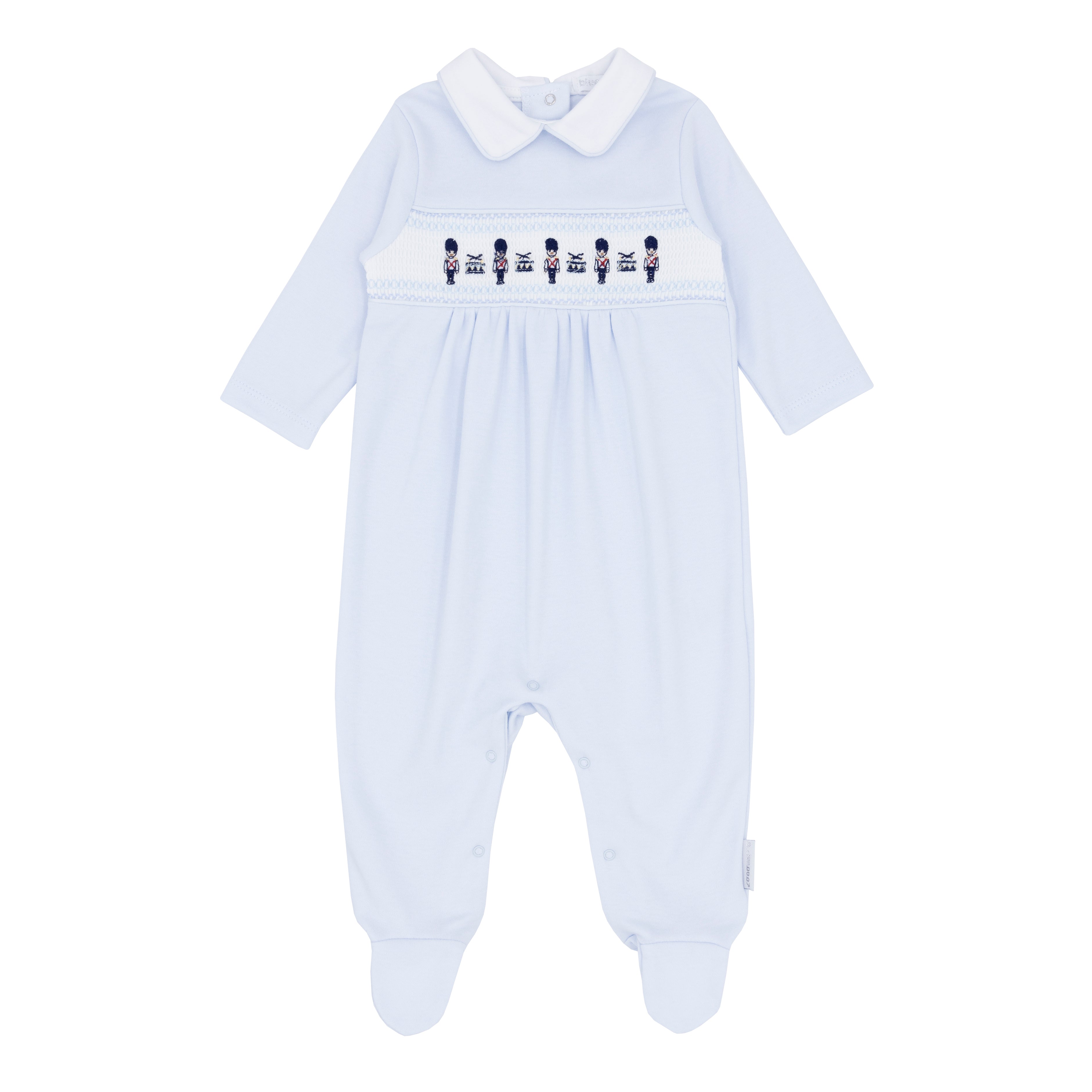 BLUES BABY Sitges Boys Blue Soldier Cotton Babygrow - CLEARANCE SALE