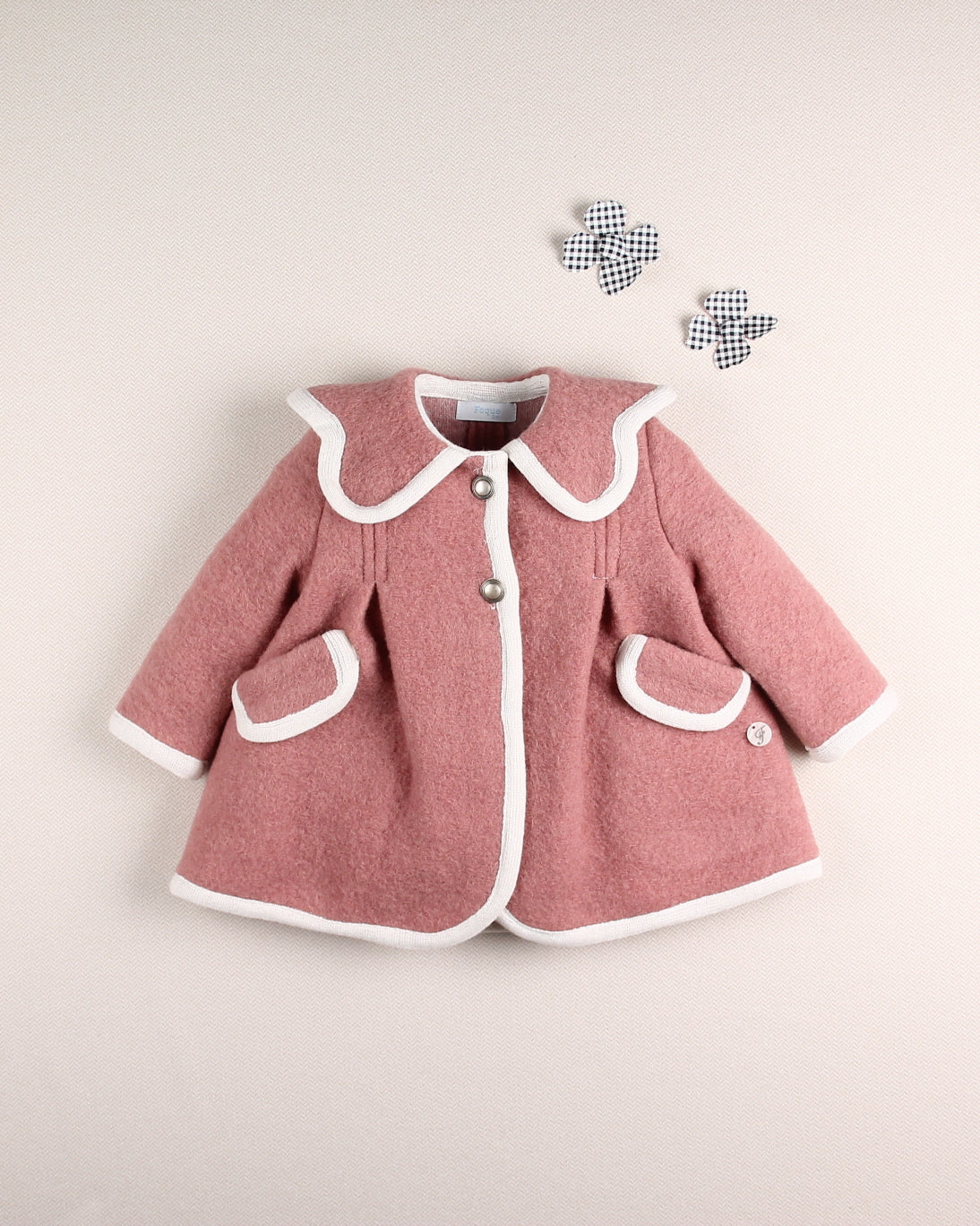 AW24 FOQUE Arcilla Rose Pink Girls Wool Coat - CLEARANCE SALE