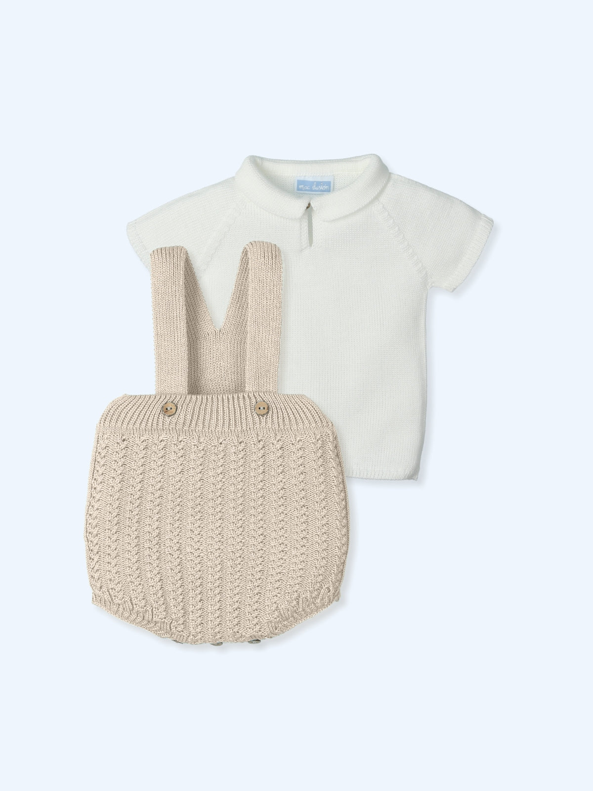 MAC ILUSION SS25 Vivid Boys Beige & White Romper Set - 9647