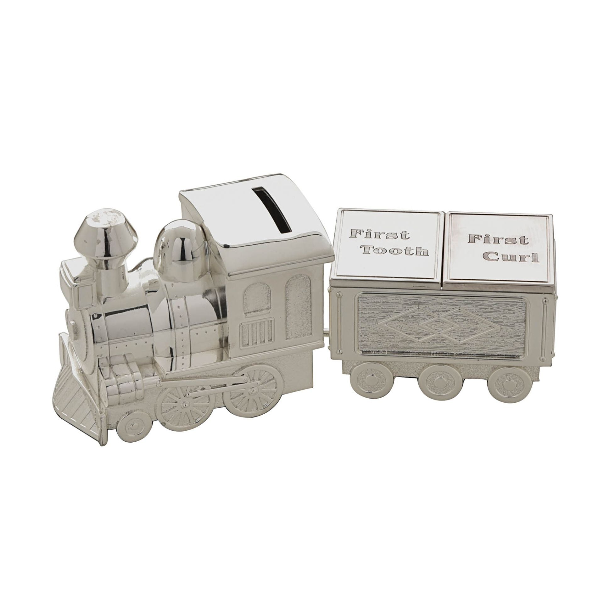 BAMBINO Silver Plated Money Box & First Tooth/Curl Train