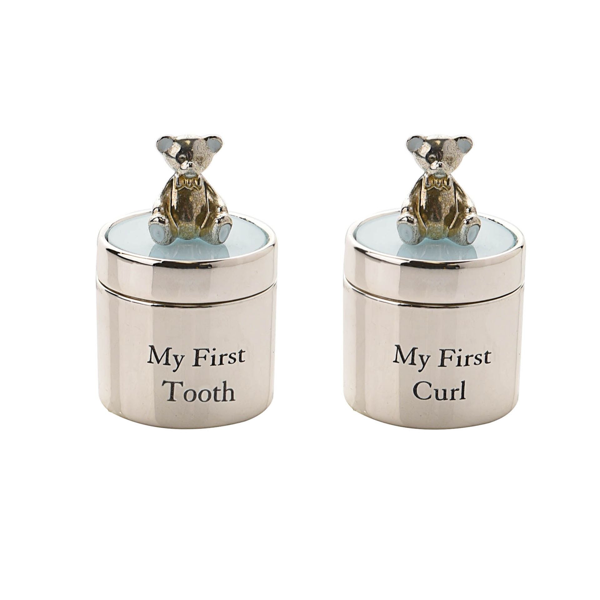BAMBINO Silver Plated First Tooth & Curl Set - Blue
