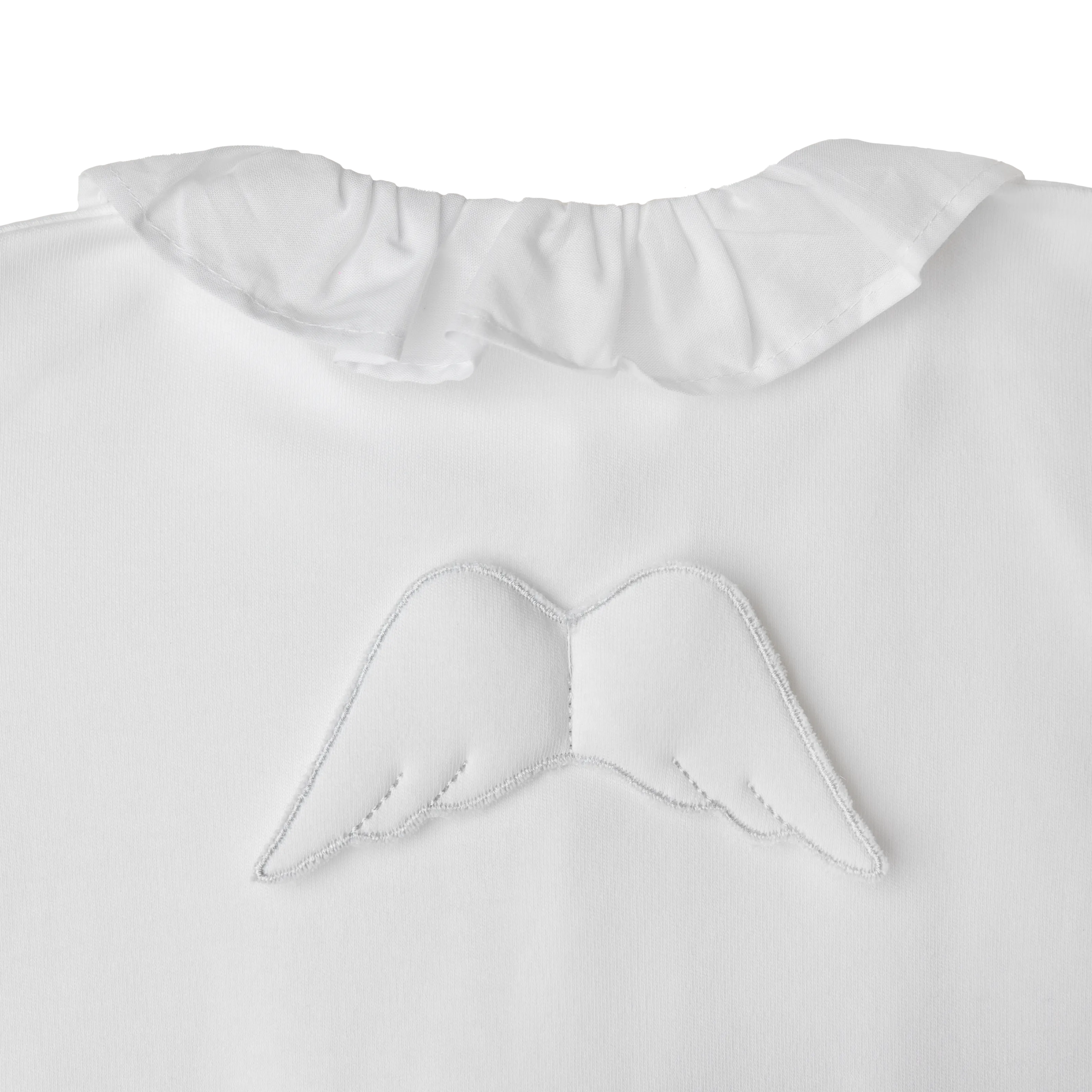 BABY GI Angel Wings White Unisex Frill Collar Cotton Babygrow