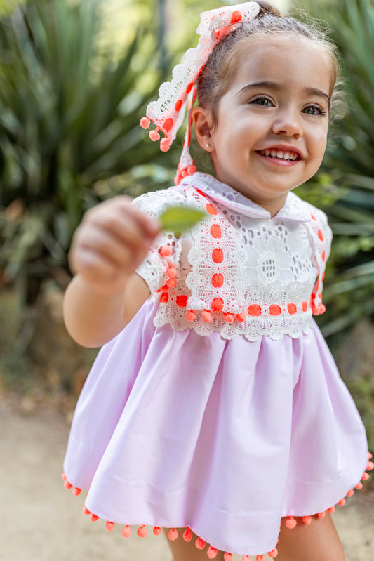 NAXOS SS25 Neon Girls Pink & Orange Tulle Dress - CLEARANCE SALE