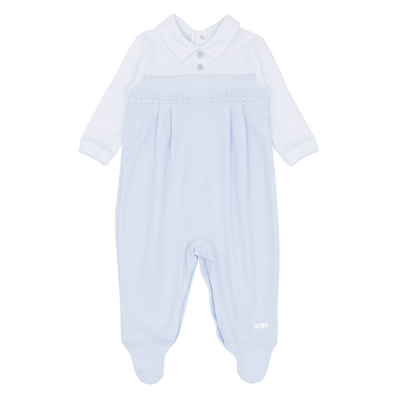BLUES BABY Cadiz Boys Blue Smocked Babygrow - CLEARANCE SALE