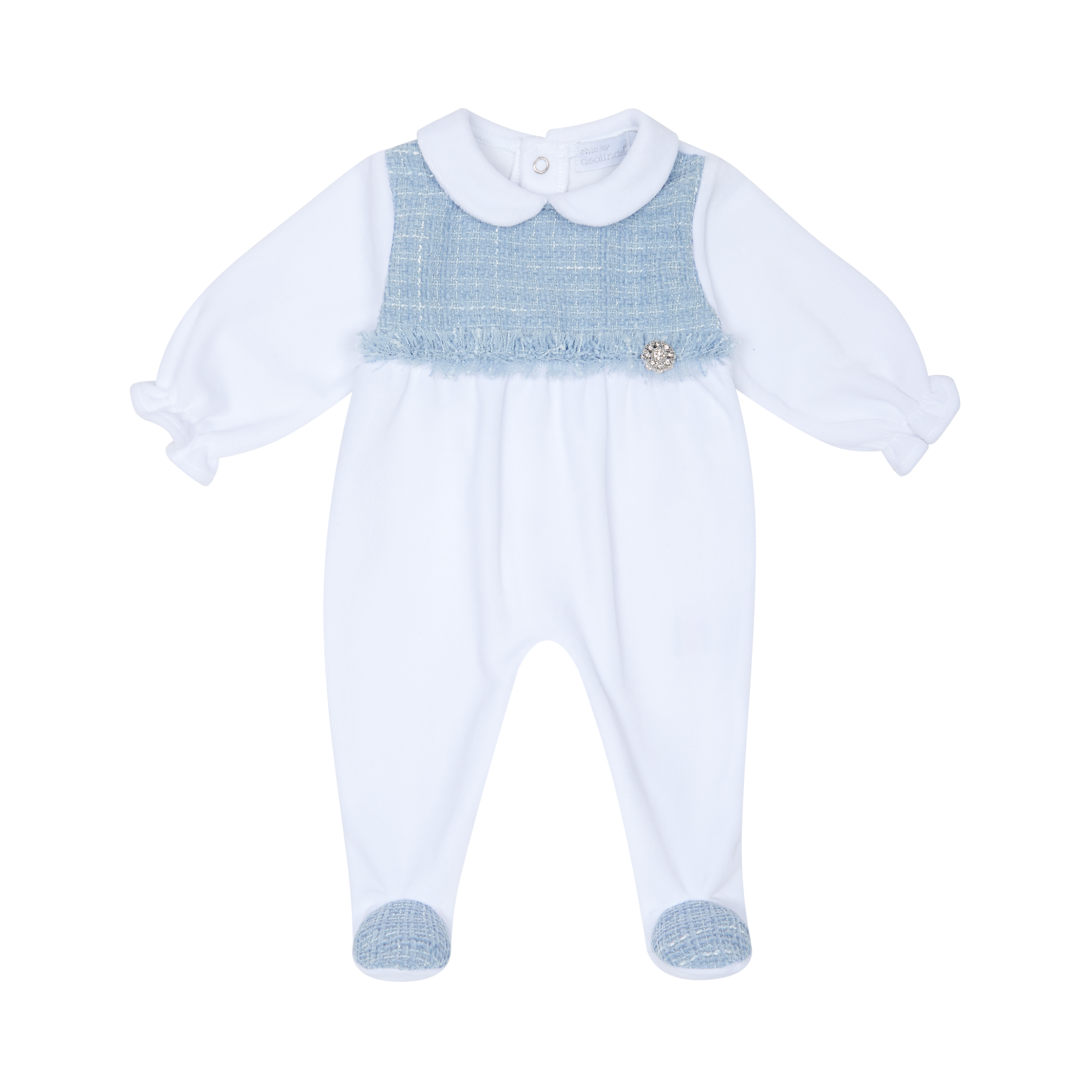 AW25 CHIC BY DEOLINDA Celeste Girls Blue Tweed Babygrow