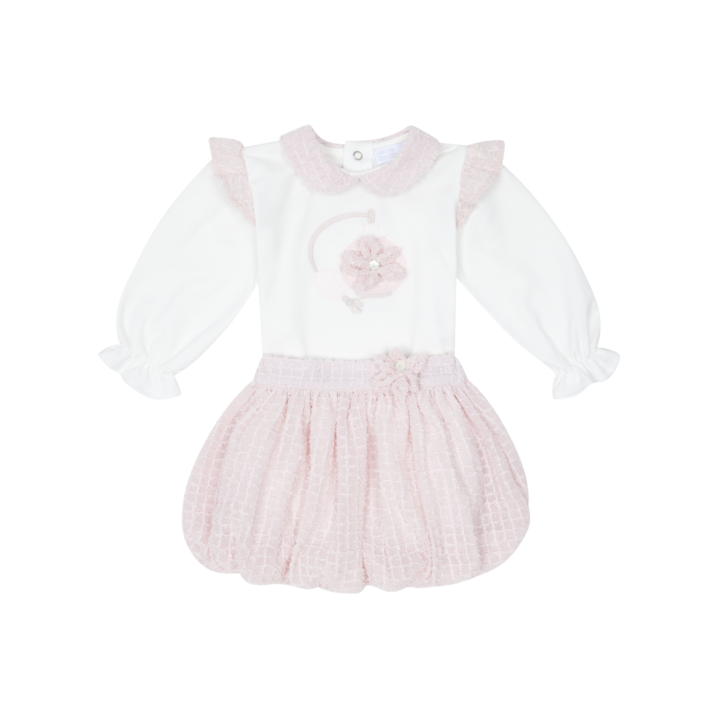 AW25 CHIC BY DEOLINDA Pink Chiffon & Tweed Girls Puffball Skirt Set