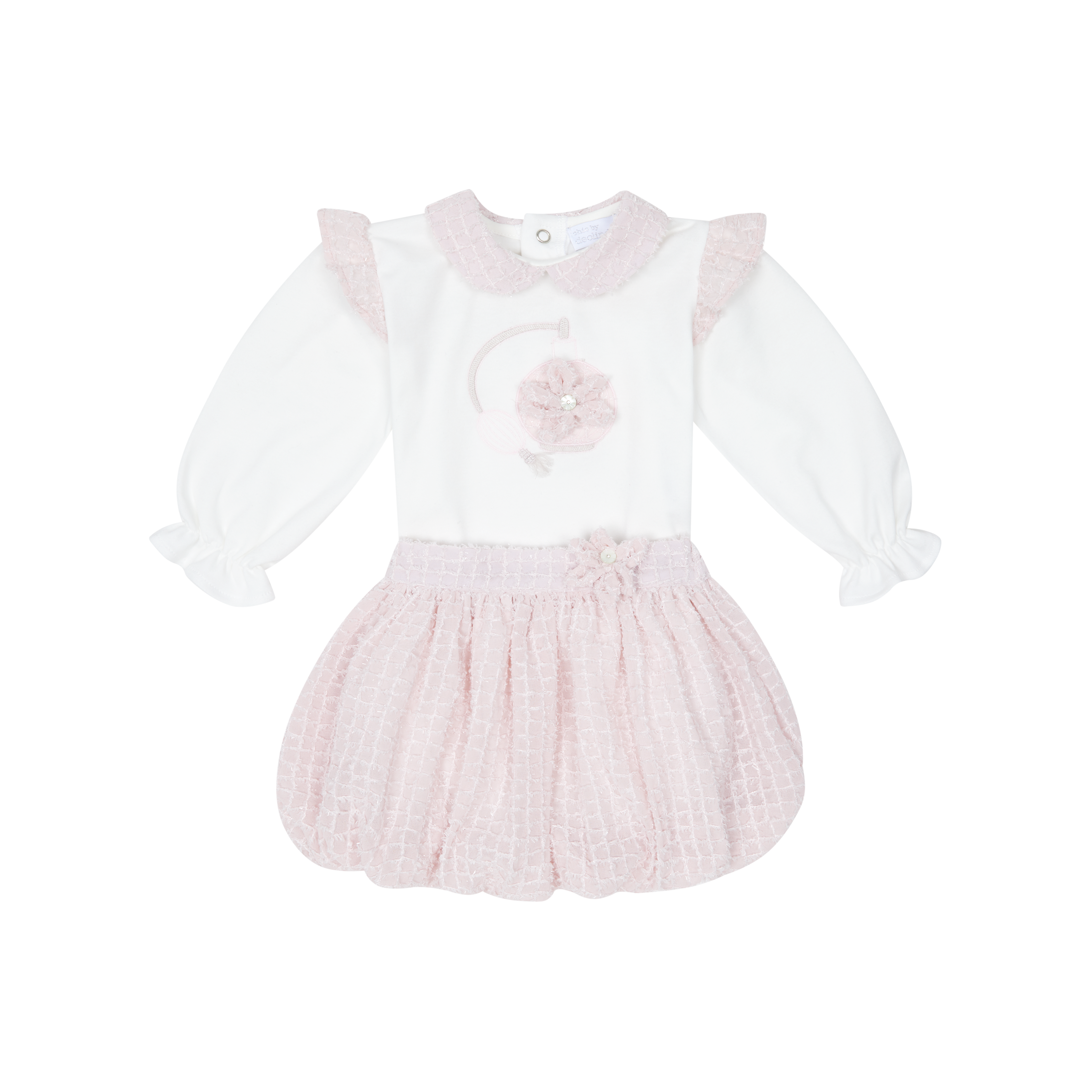 AW25 CHIC BY DEOLINDA Pink Chiffon & Tweed Girls Puffball Skirt Set