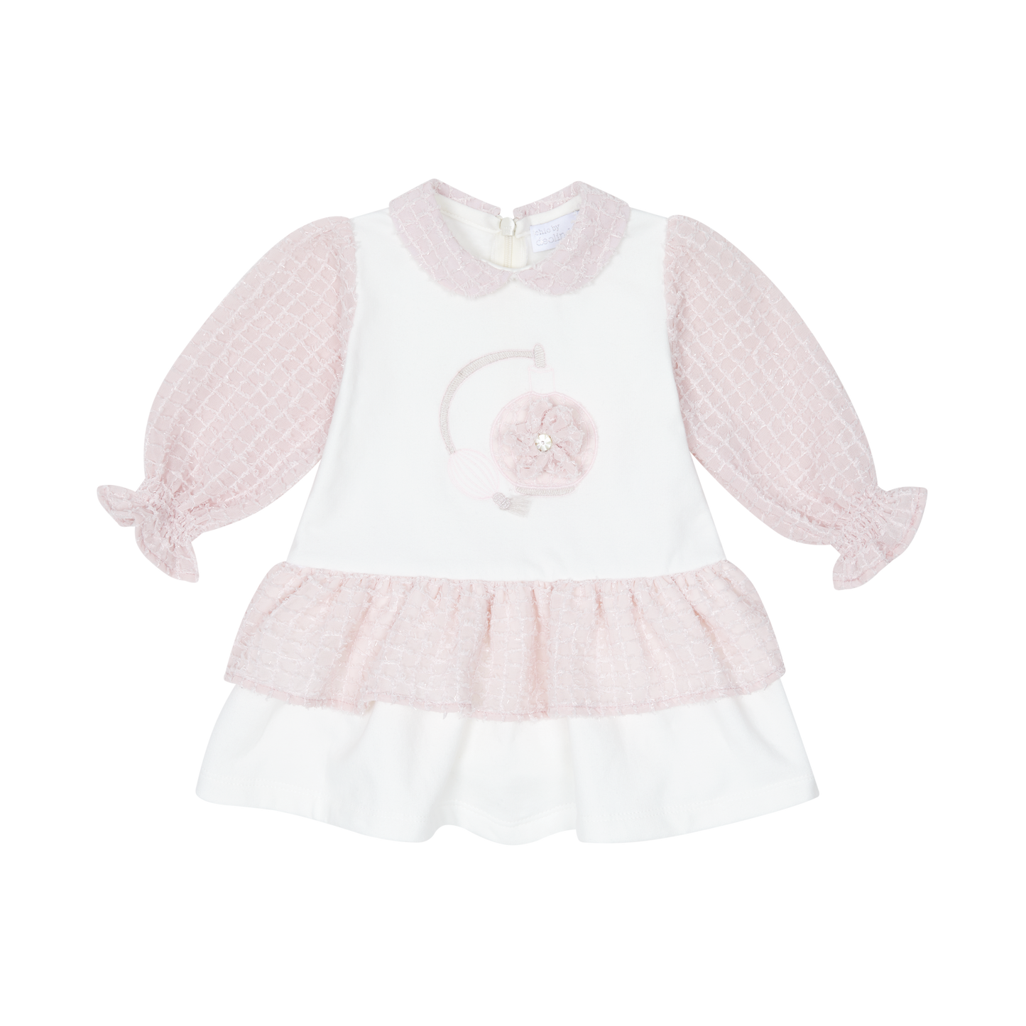 AW25 CHIC BY DEOLINDA Pink Chiffon & Tweed Girls Dress