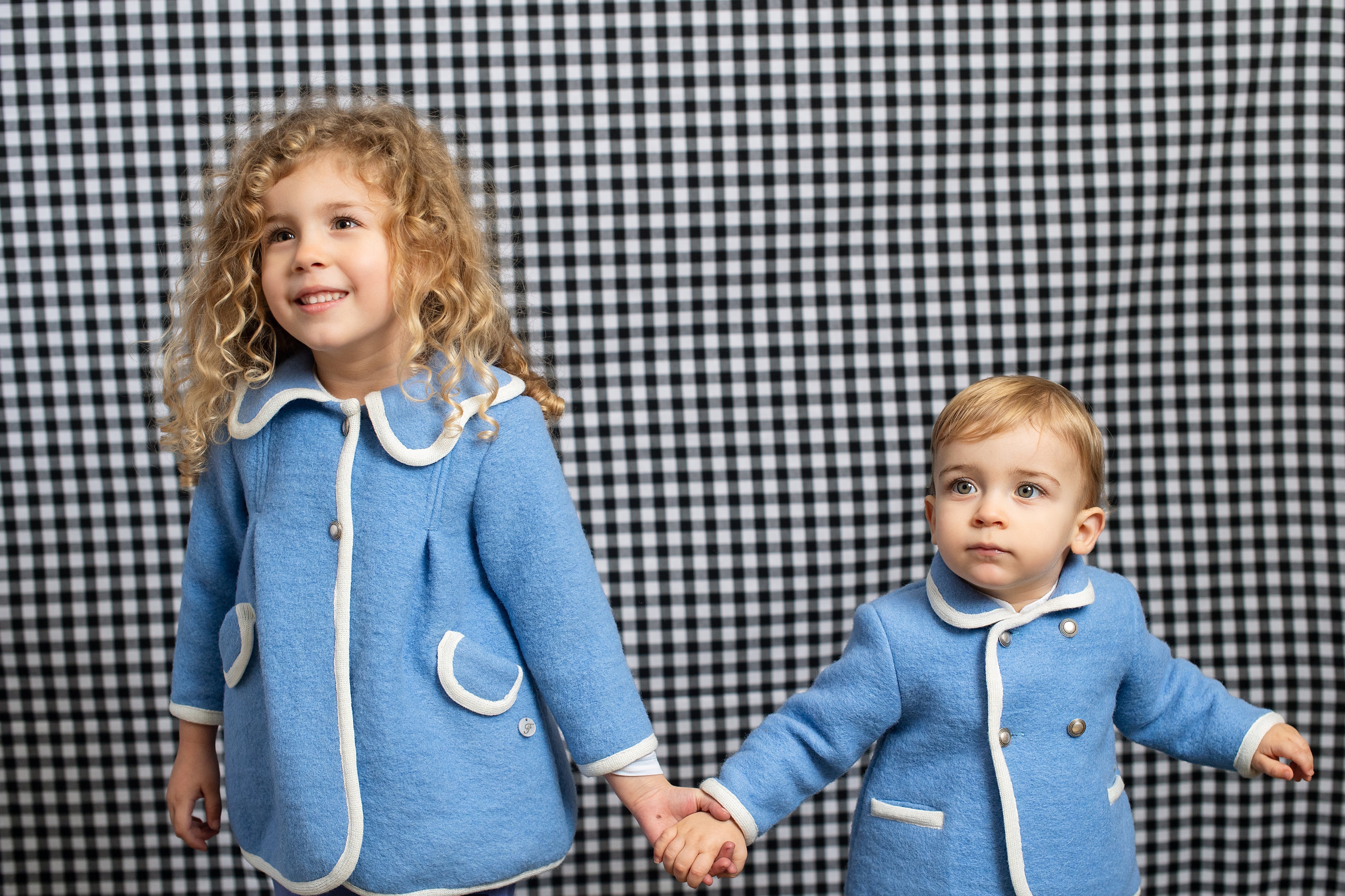 AW24 FOQUE Light Blue Girls Wool Coat - CLEARANCE SALE