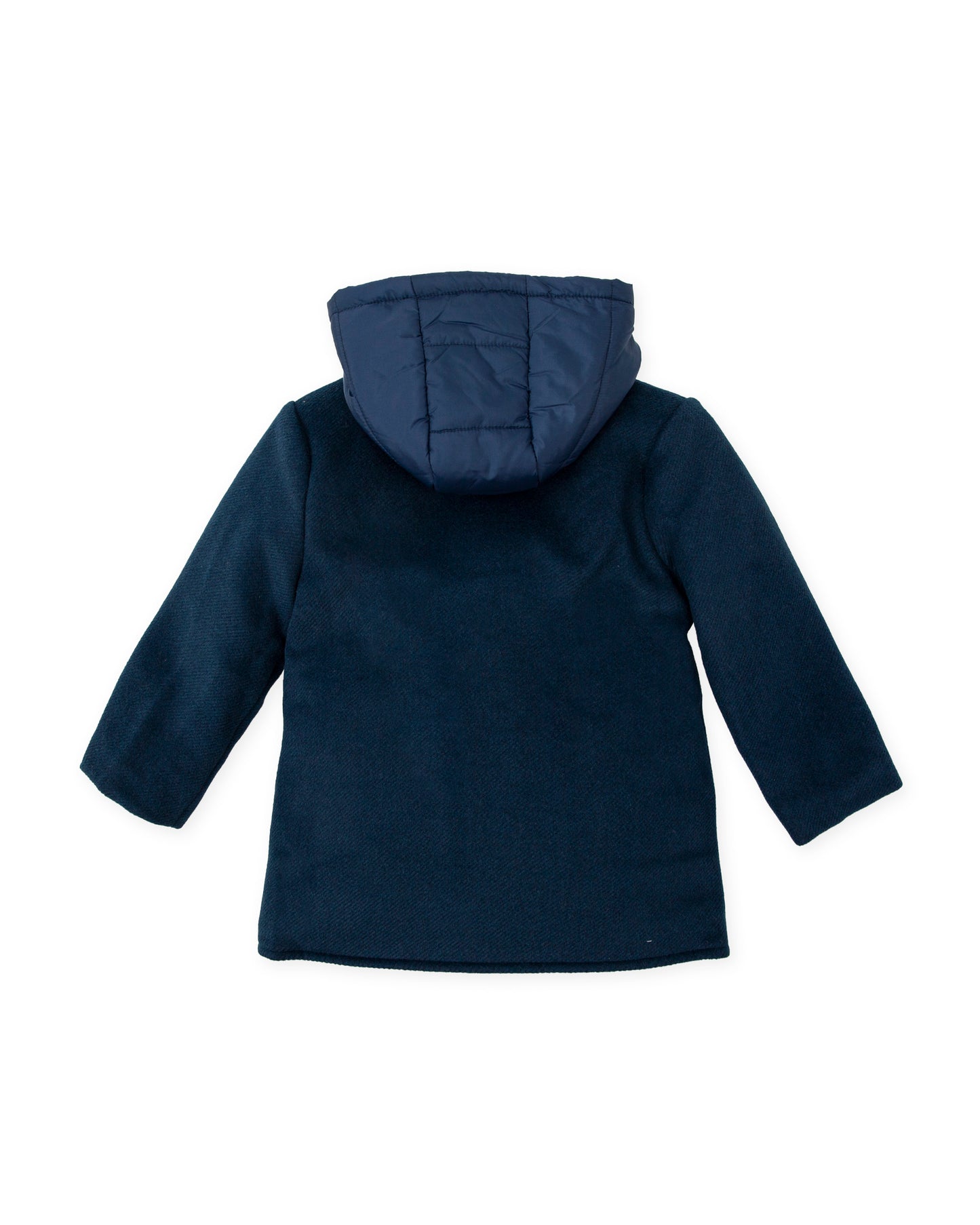 Tutto Piccolo Fuego Boys Navy Padded Duffle Coat with Hood - back view