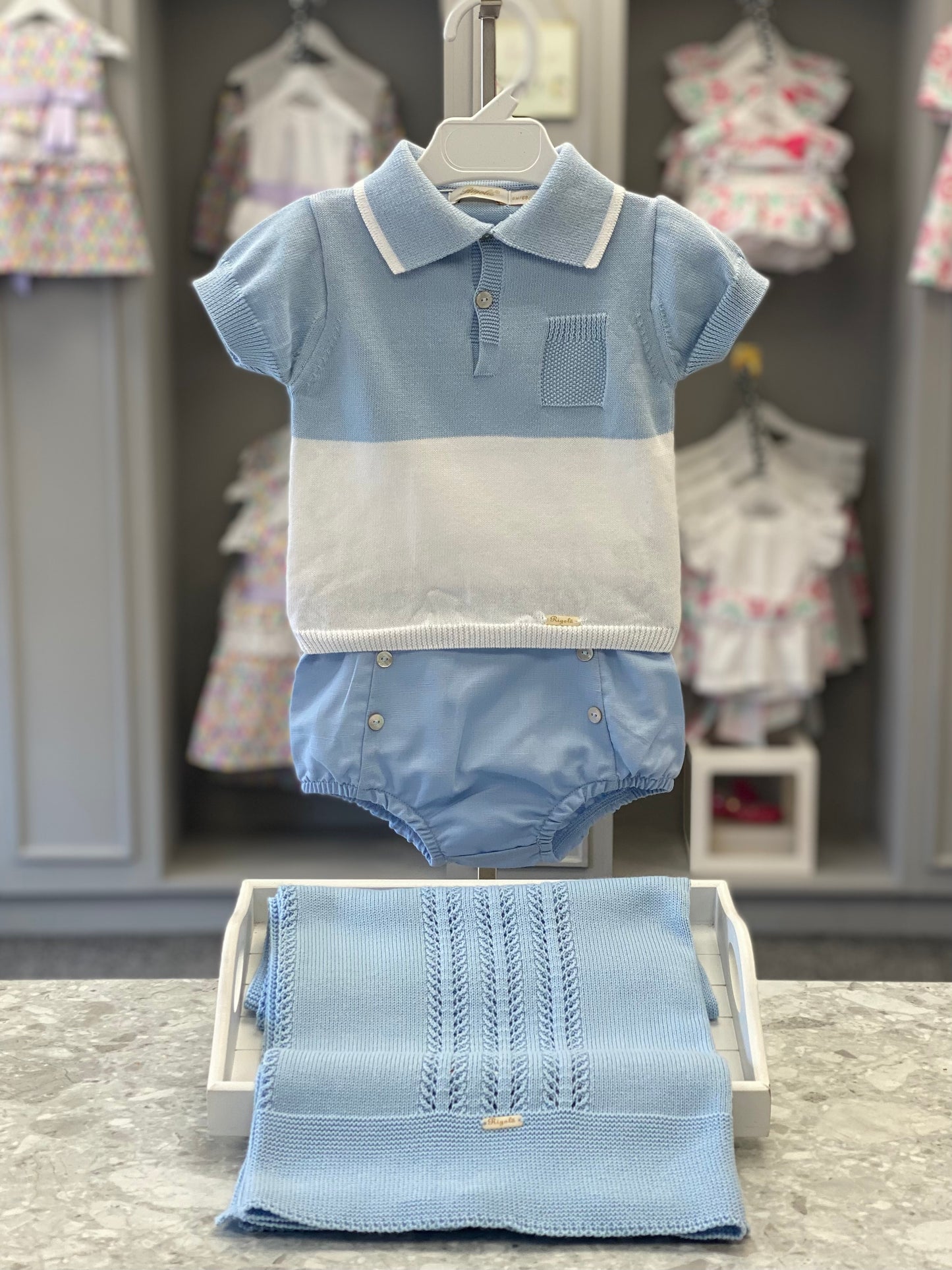 RIGOLA Ocean Boys Blue Linen Jam Pant Set