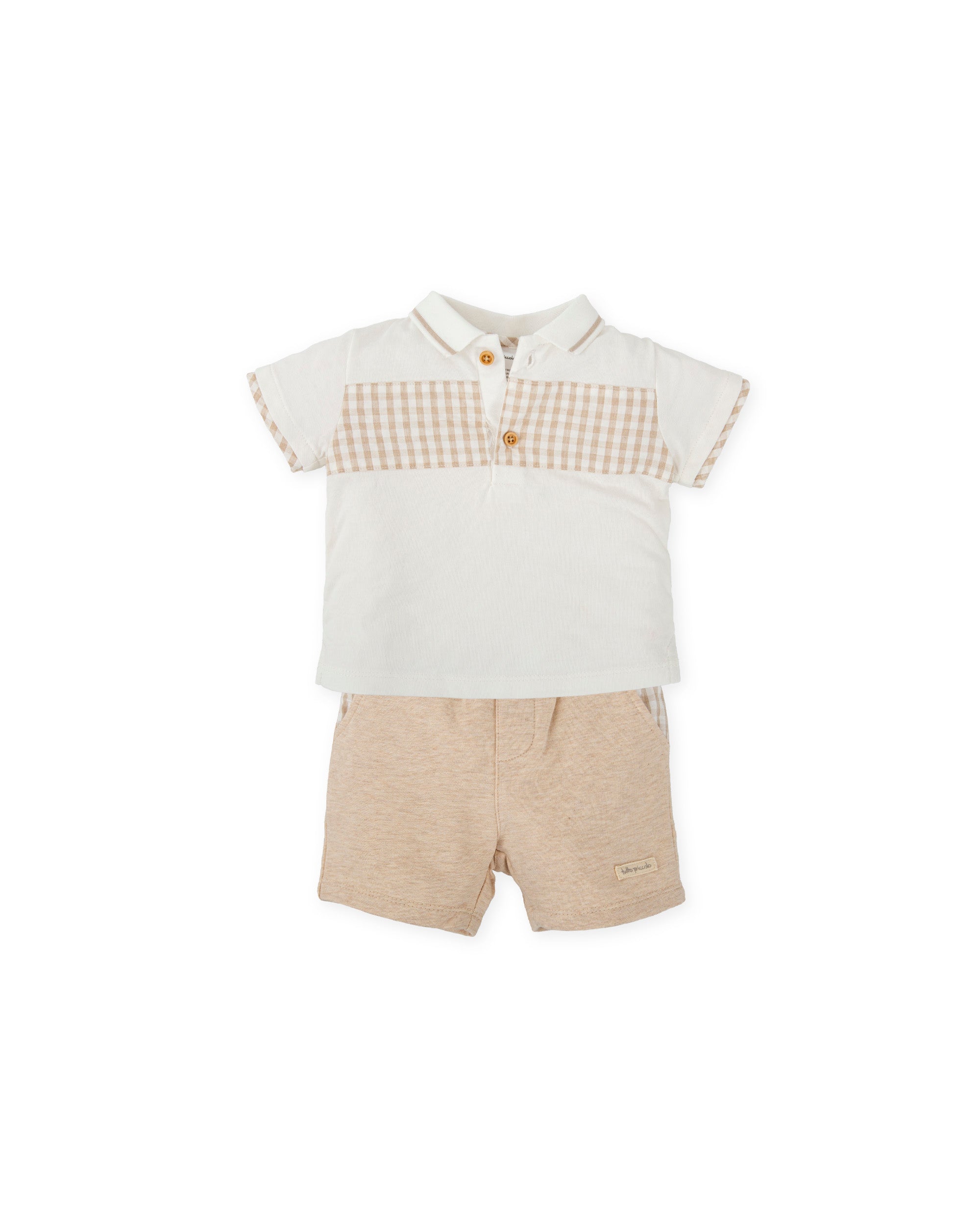 TUTTO PICCOLO SS25 Atenas Boys Beige & White Short Set