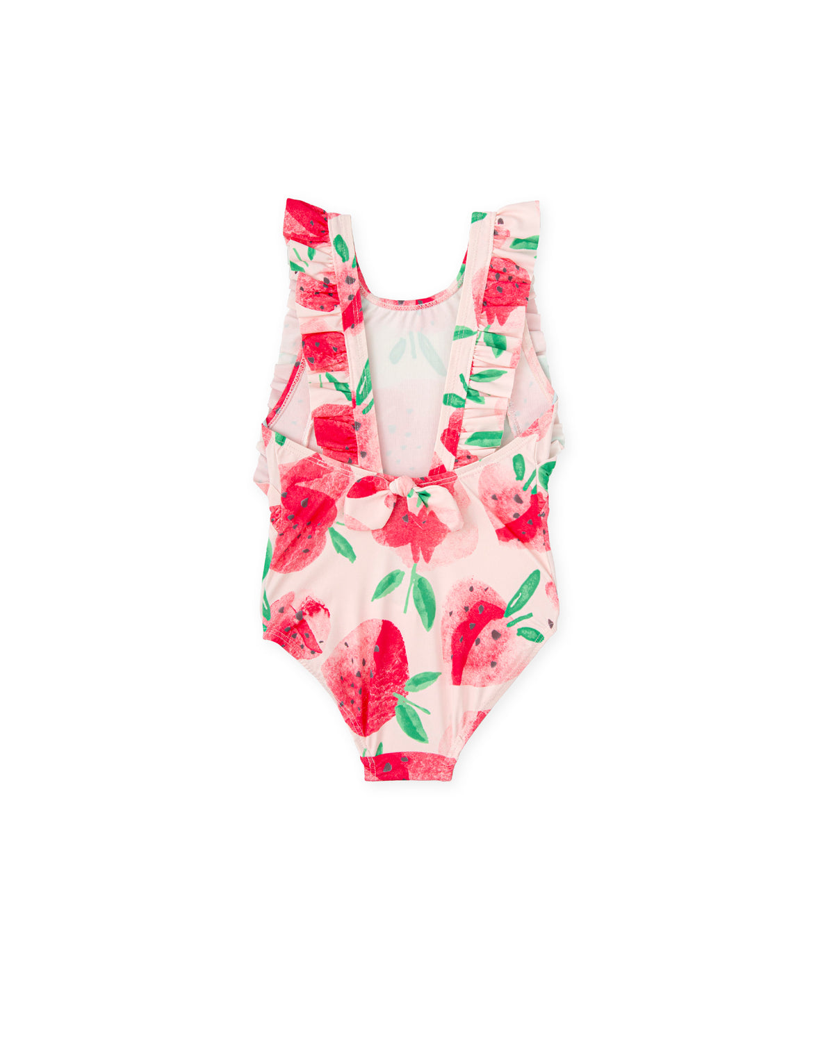 TUTTO PICCOLO Costa Rica Girls Strawberry Print Swimsuit - back view