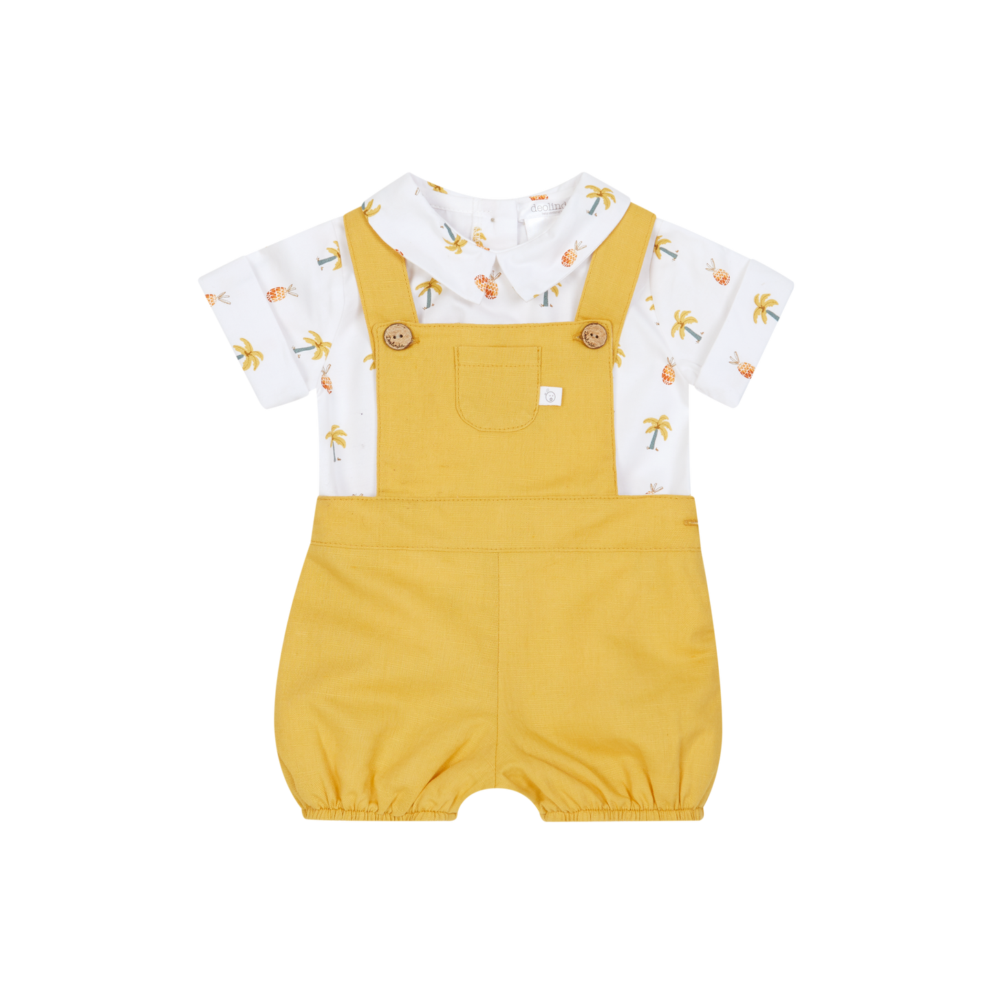 Deolinda Tropical boys mustard dungaree set